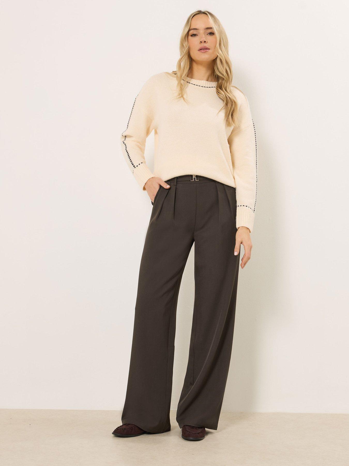 Image 3 of 5 of Long Tall Sally Buckle Wide Leg Trousers 36" - Brown