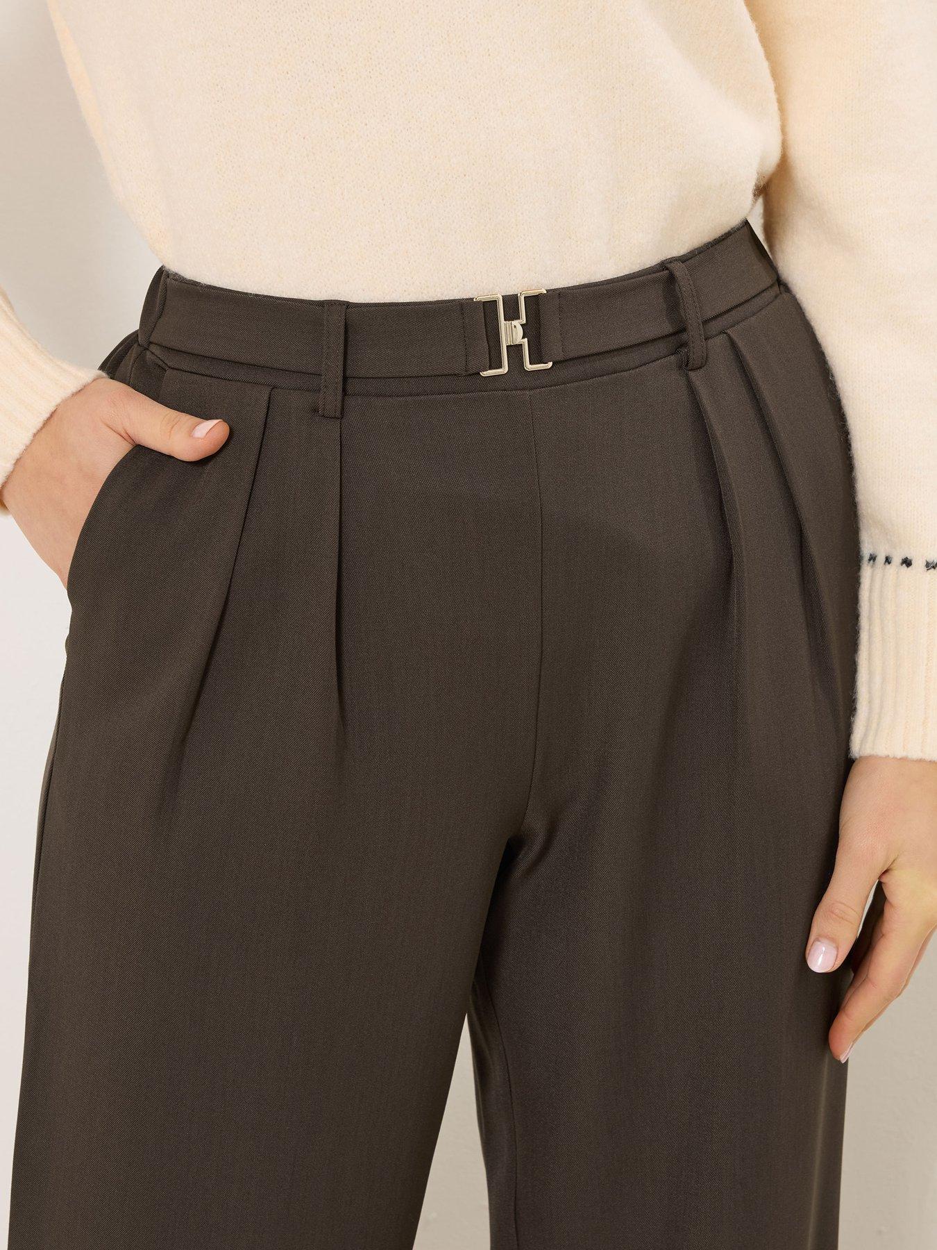 Image 4 of 5 of Long Tall Sally Buckle Wide Leg Trousers 36" - Brown