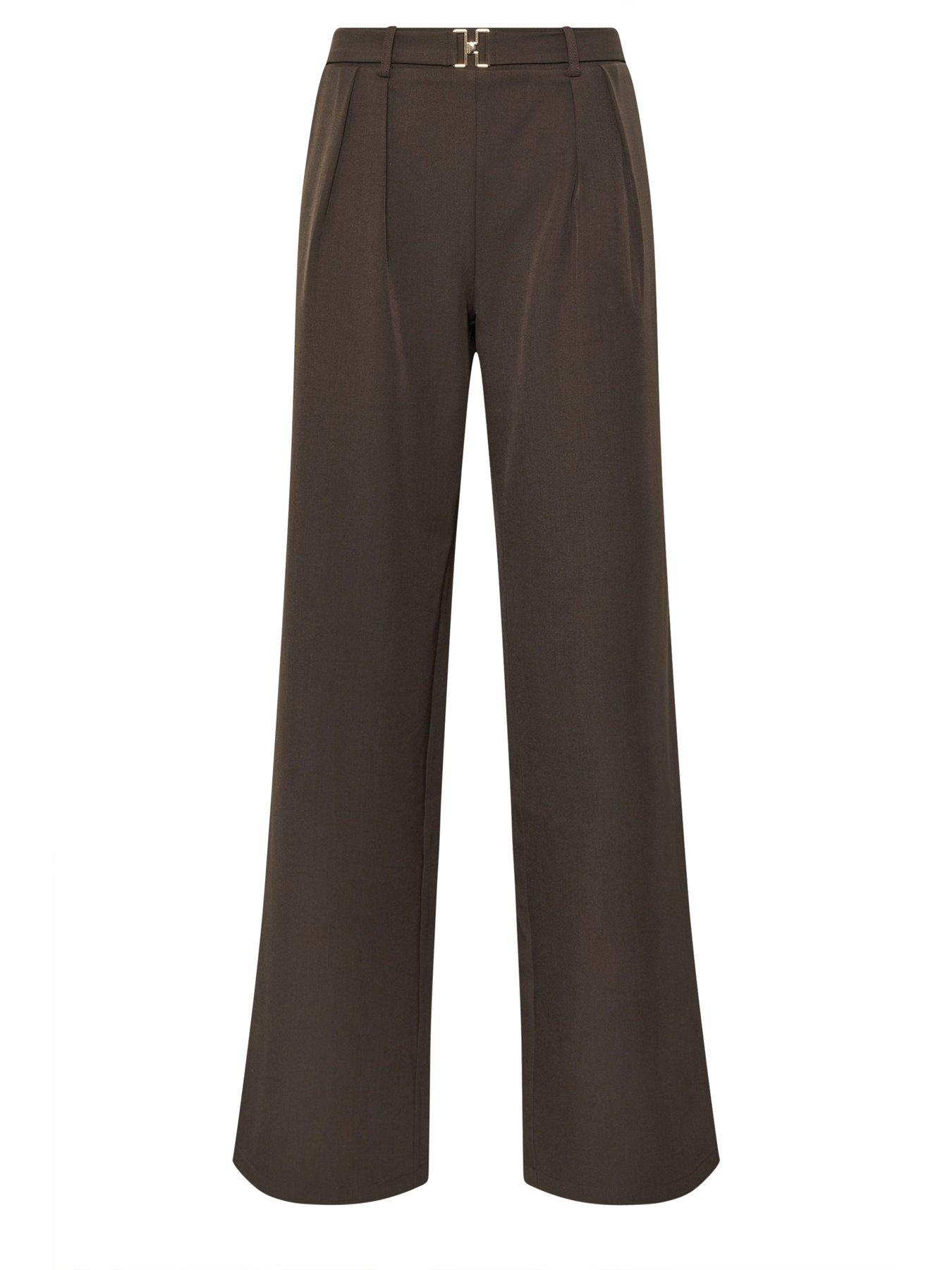 Image 5 of 5 of Long Tall Sally Buckle Wide Leg Trousers 36" - Brown