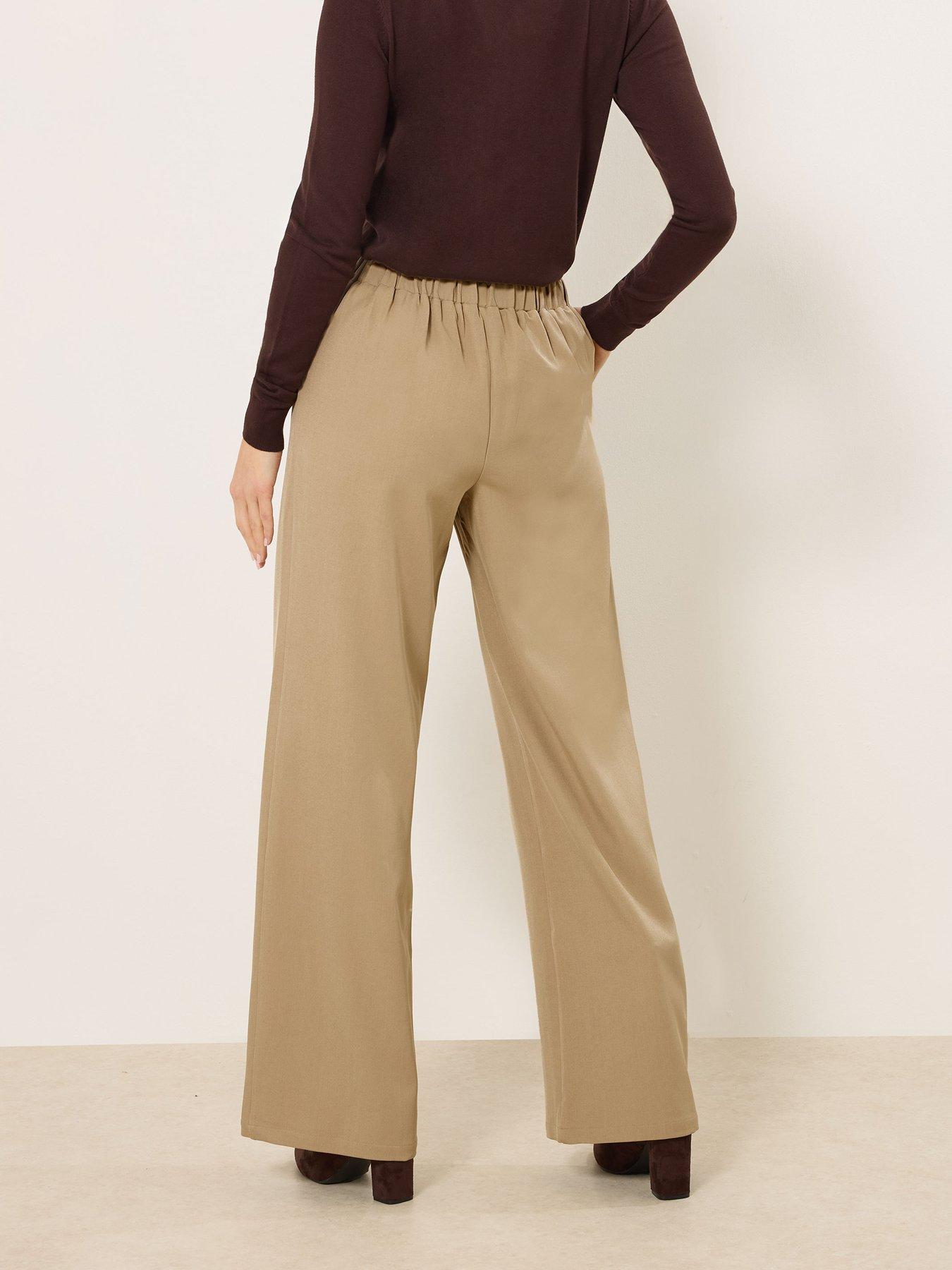 Image 2 of 5 of Long Tall Sally Buckle Wide Leg Trousers 34" - Cream