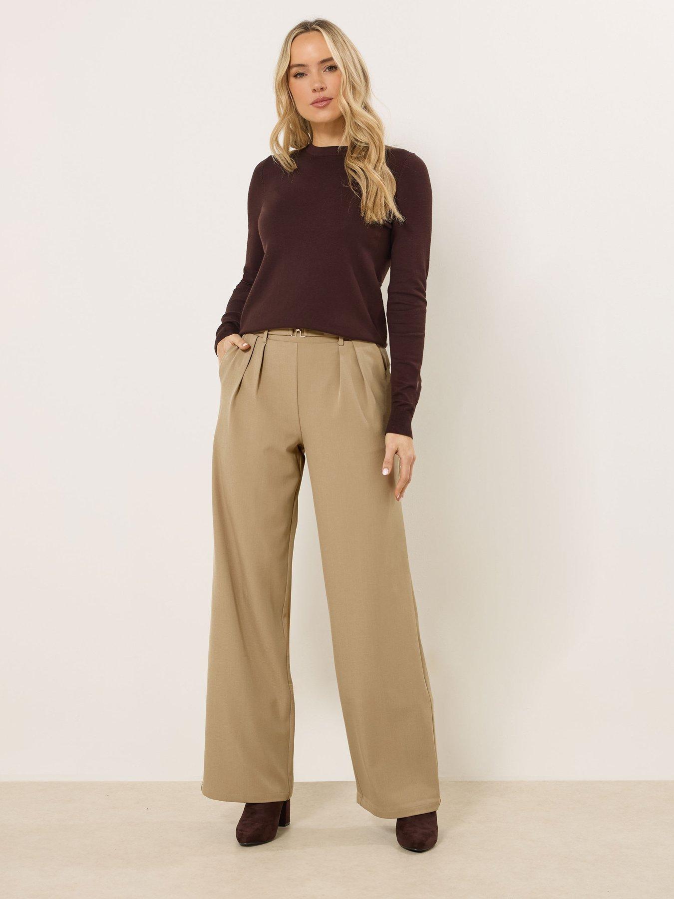 Image 3 of 5 of Long Tall Sally Buckle Wide Leg Trousers 34" - Cream