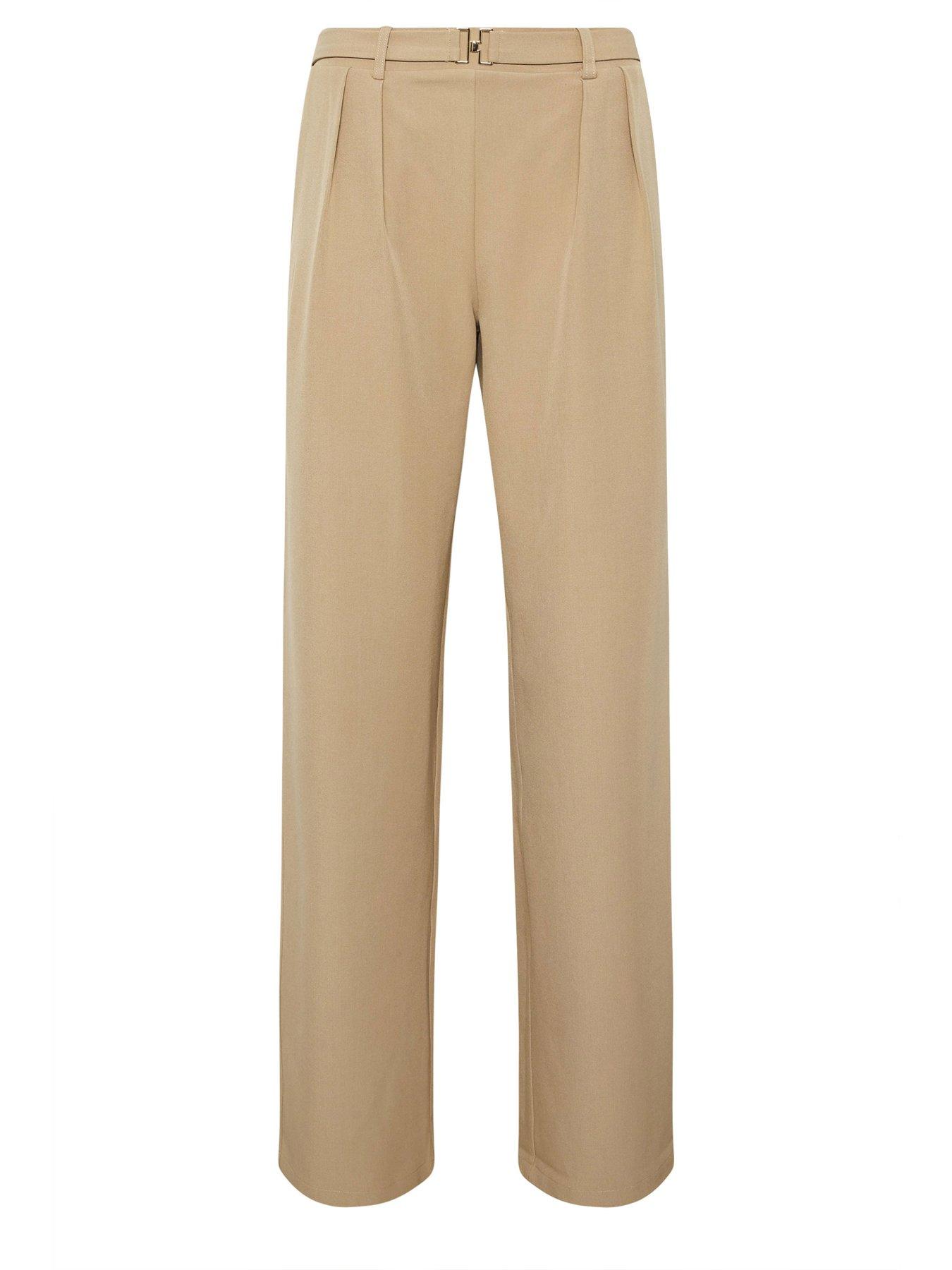 Image 5 of 5 of Long Tall Sally Buckle Wide Leg Trousers 34" - Cream