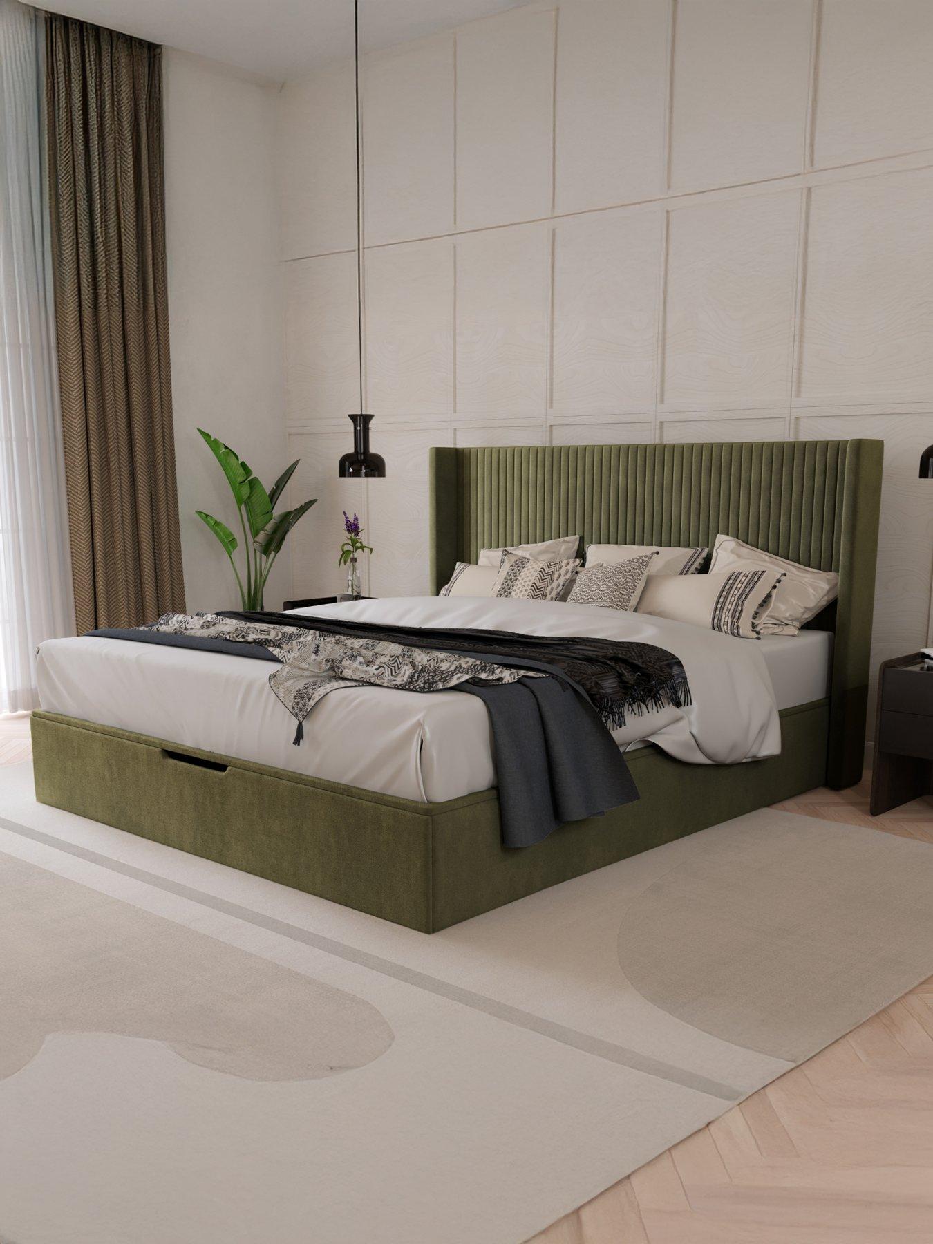 The Very Collection Orchard End Lift Up Storage Ottoman Bed with Airsprung Mattress Options (Buy  &  SAVE!) - Olive