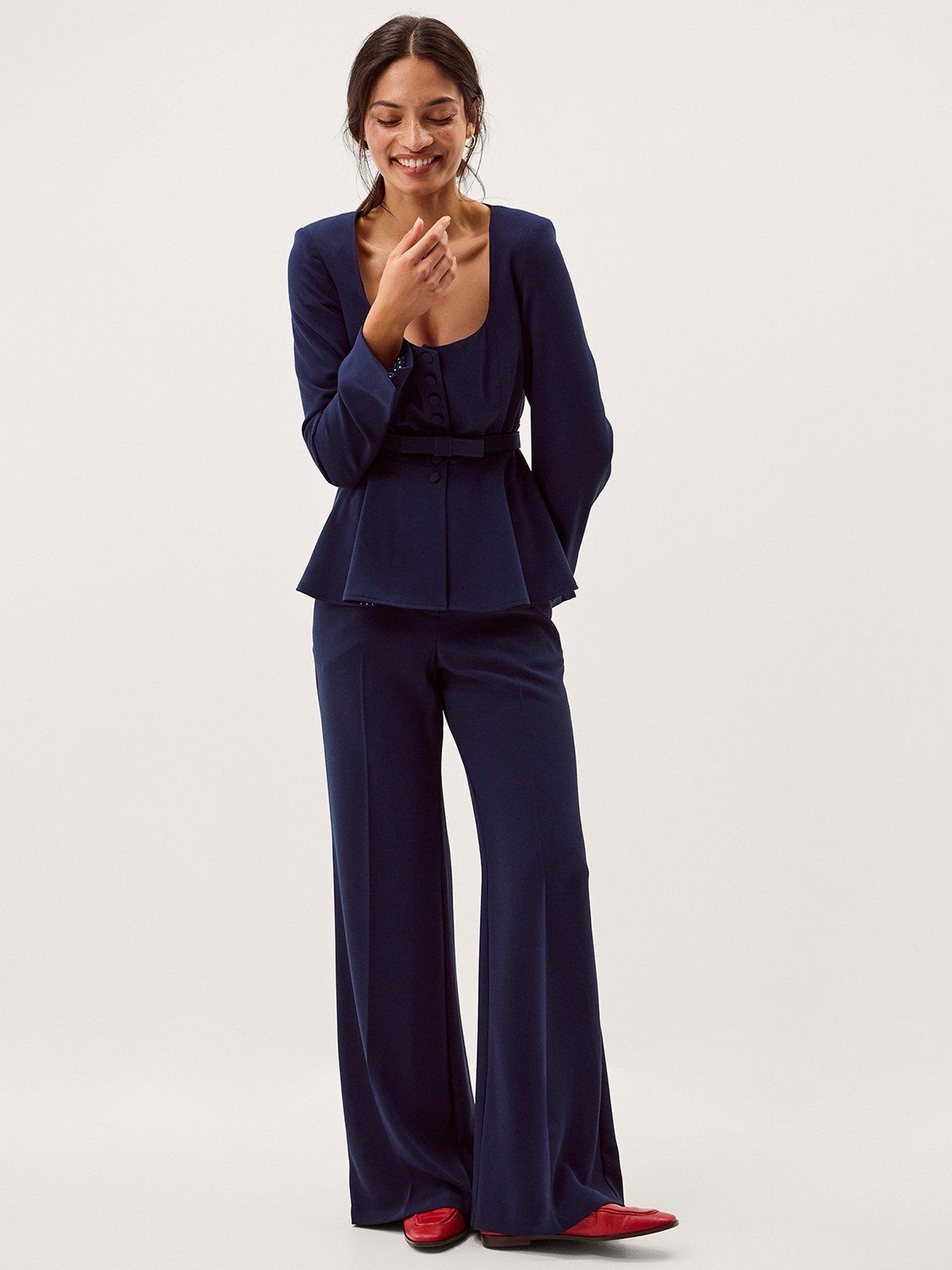 Image 3 of 5 of Monsoon Erin Flared Trousers - Navy