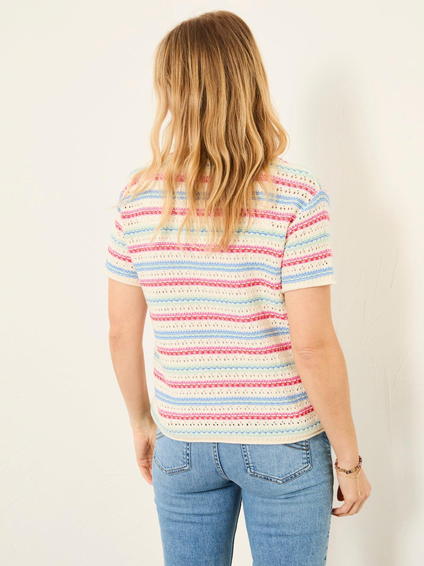 Image 2 of 5 of FatFace Flora Stripe Top - Ivory