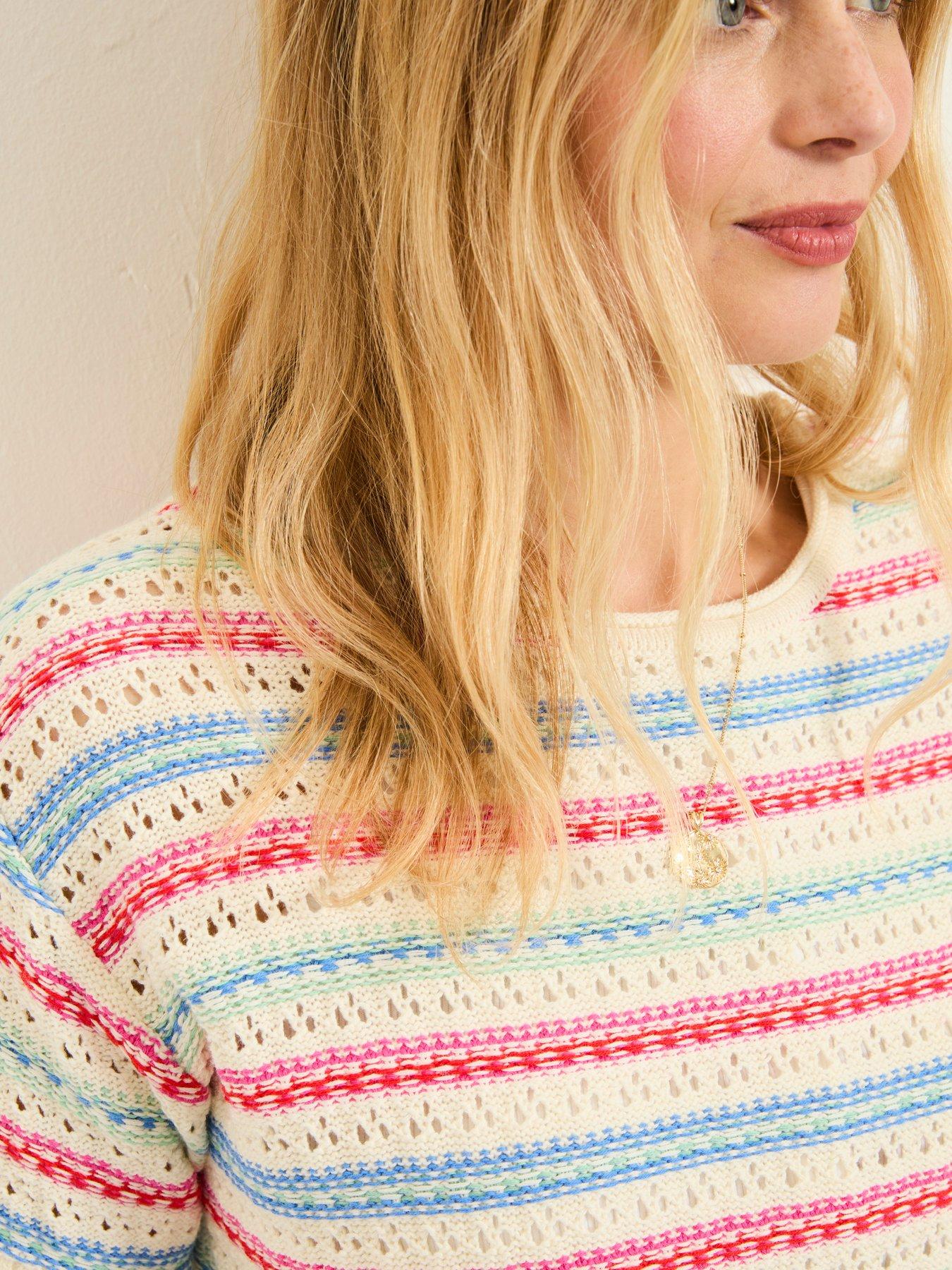 Image 4 of 5 of FatFace Flora Stripe Top - Ivory