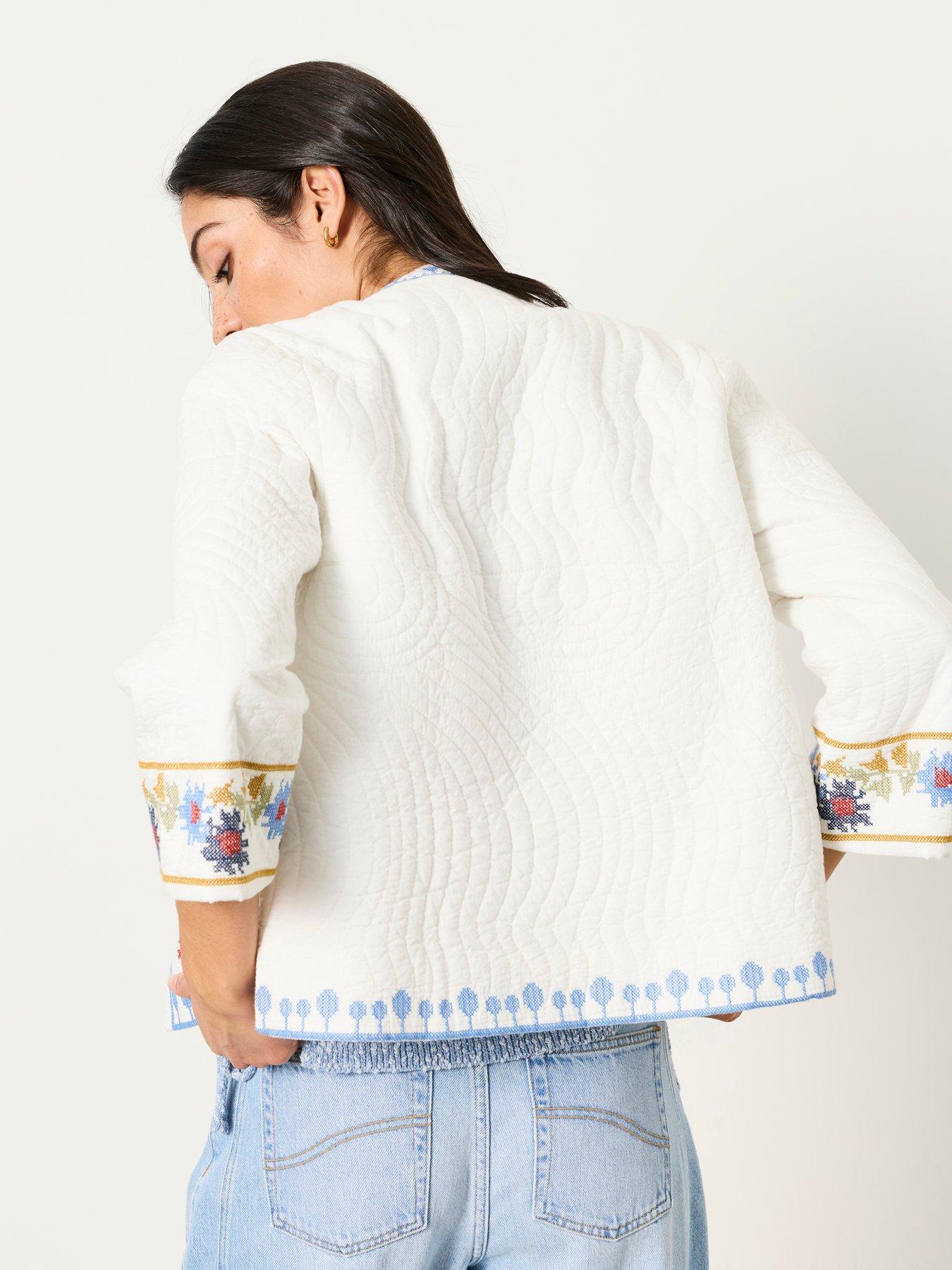 Image 2 of 6 of FatFace Embroidered Jacket - White