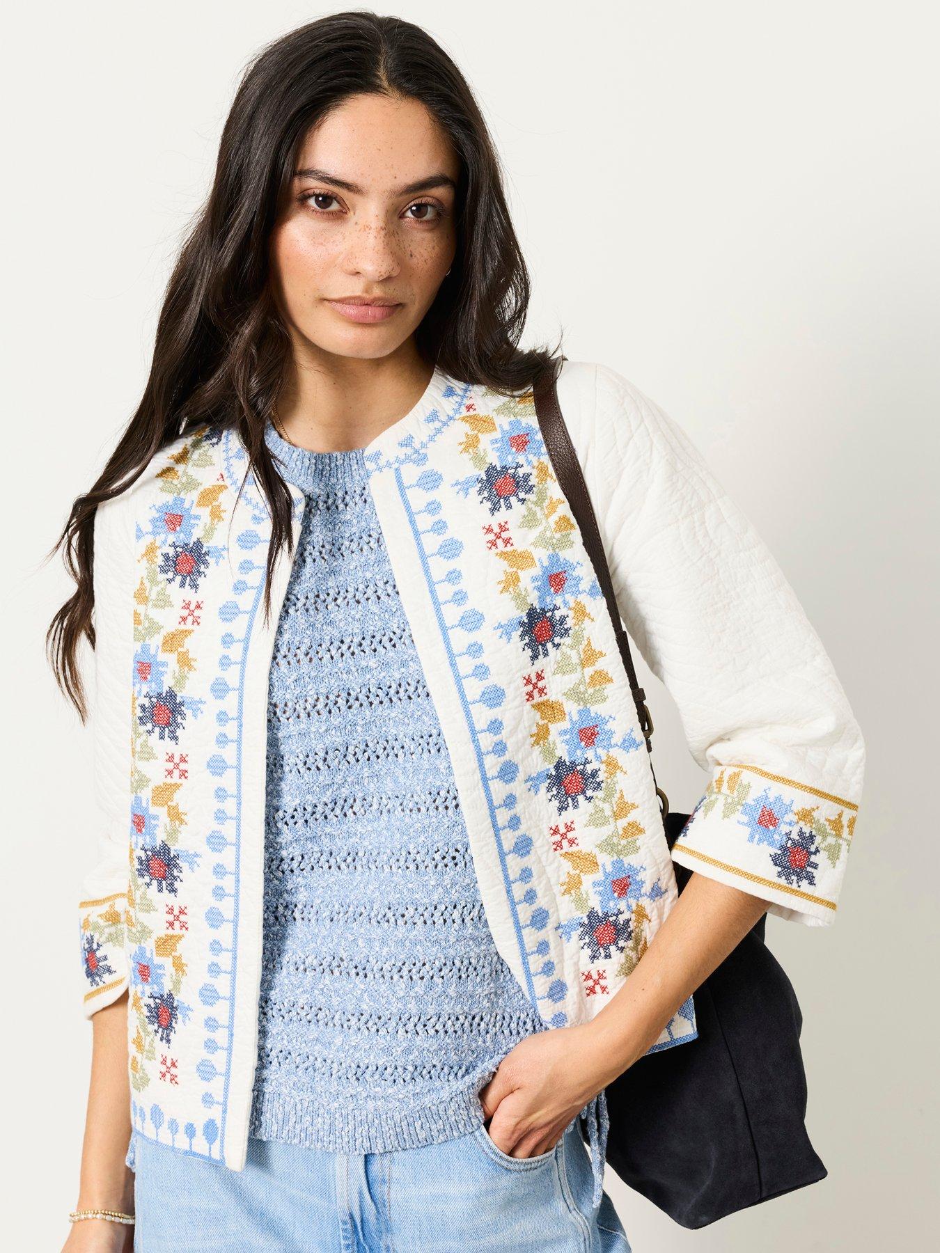 Image 3 of 6 of FatFace Embroidered Jacket - White