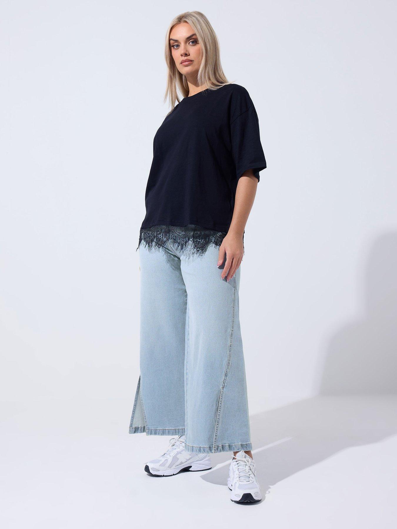 Image 3 of 5 of Yours Curve Split Hem Jeans