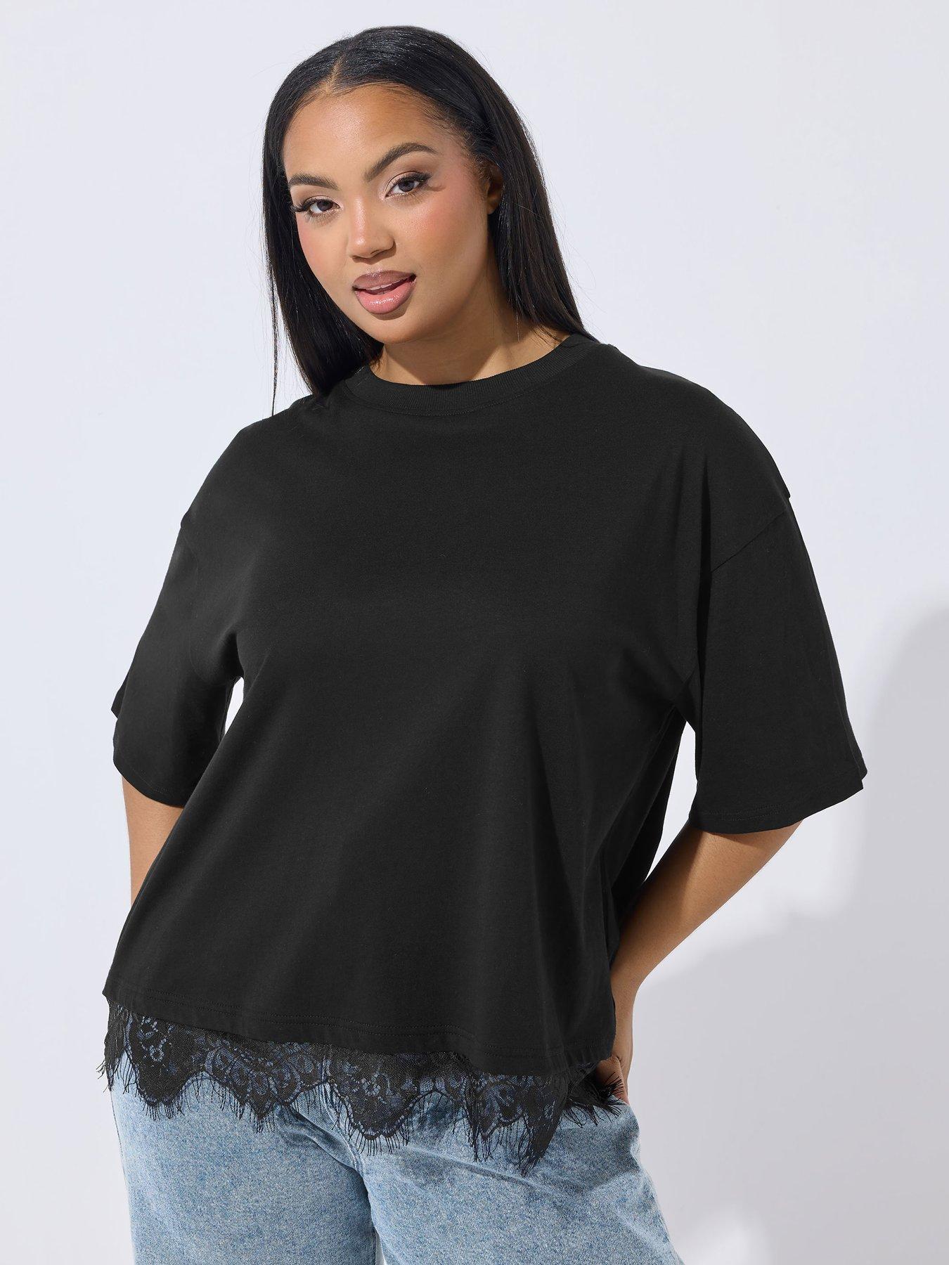 yours-curve-lace-hem-top-black