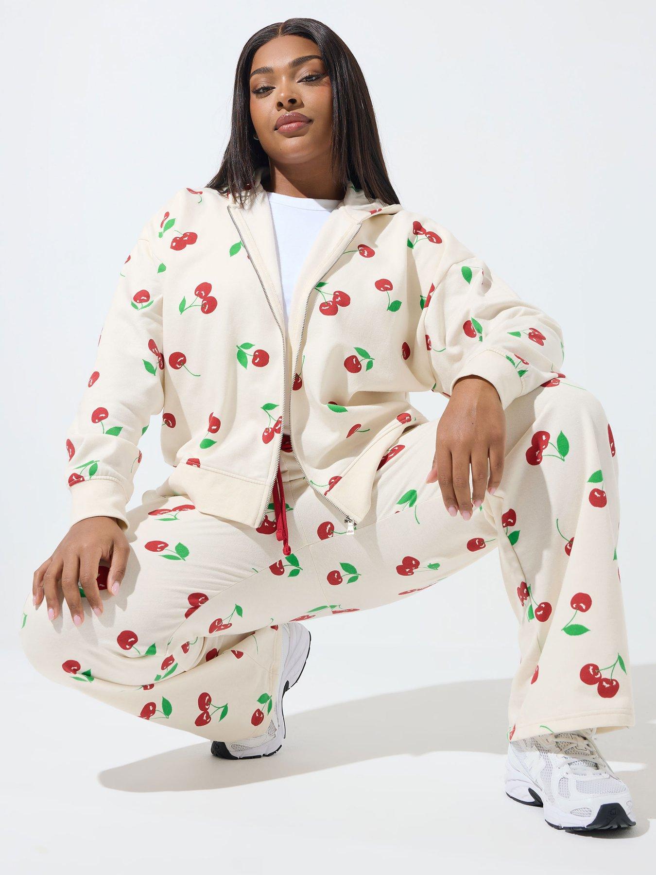 Image 1 of 5 of Yours Curve Cherry Zip Hoodie
