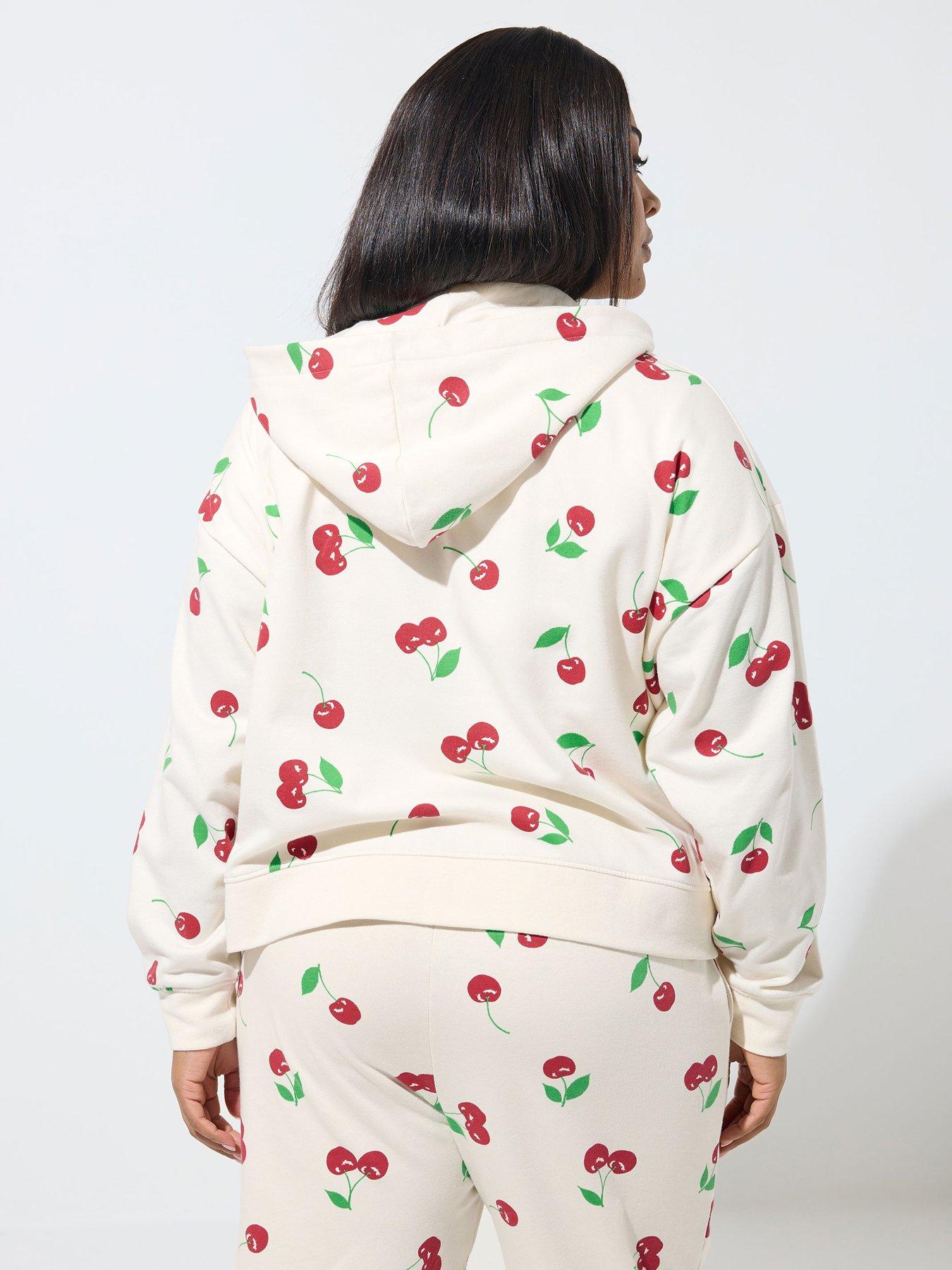 Image 2 of 5 of Yours Curve Cherry Zip Hoodie