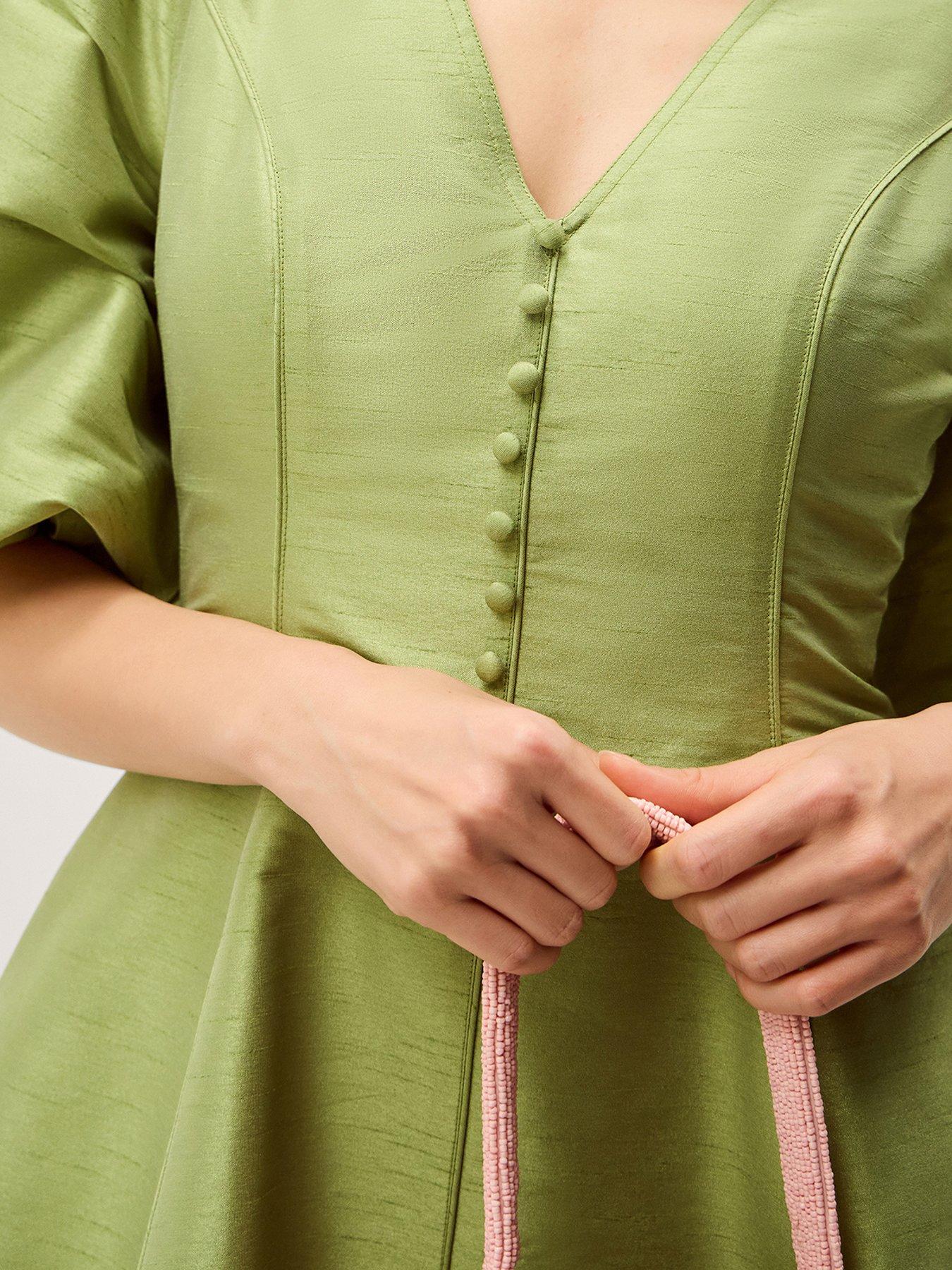 Image 4 of 5 of Monsoon Beatrice A-Line Midi Dress - Green