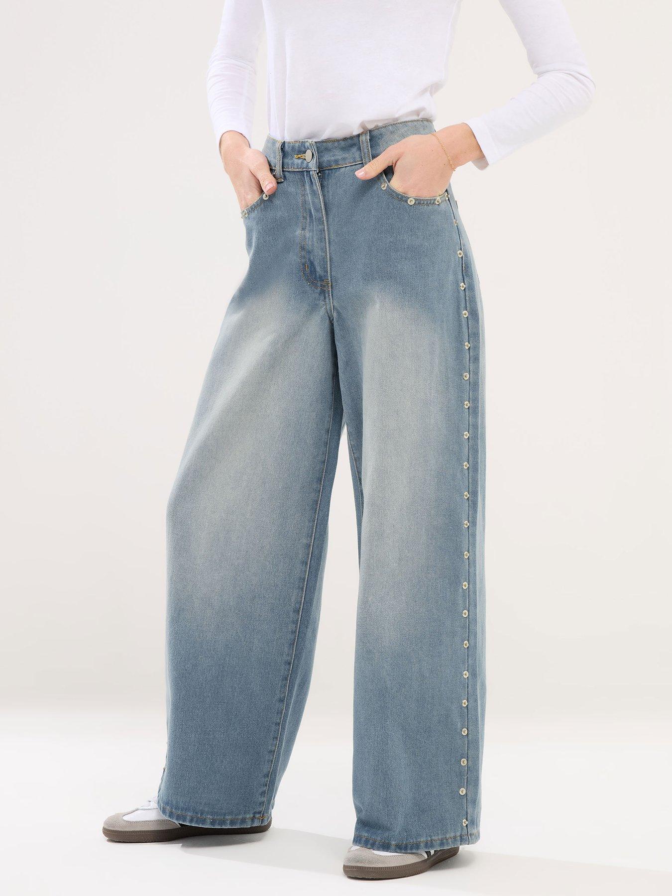 Image 1 of 5 of PixieGirl Petite Rivet Side Seam Jeans