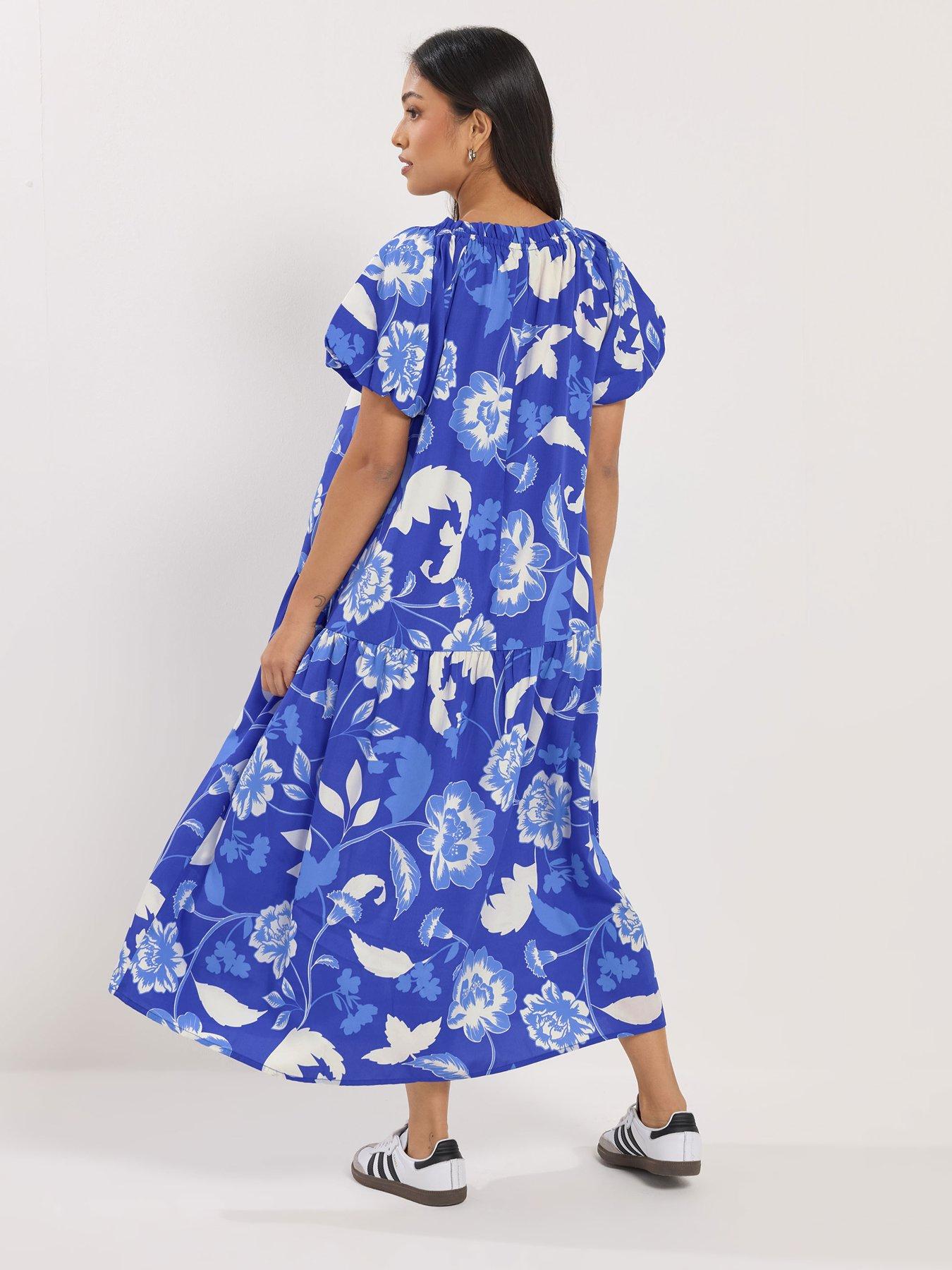 pixiegirl-petite-floral-tie-neck-midi-dress-bluestillFront