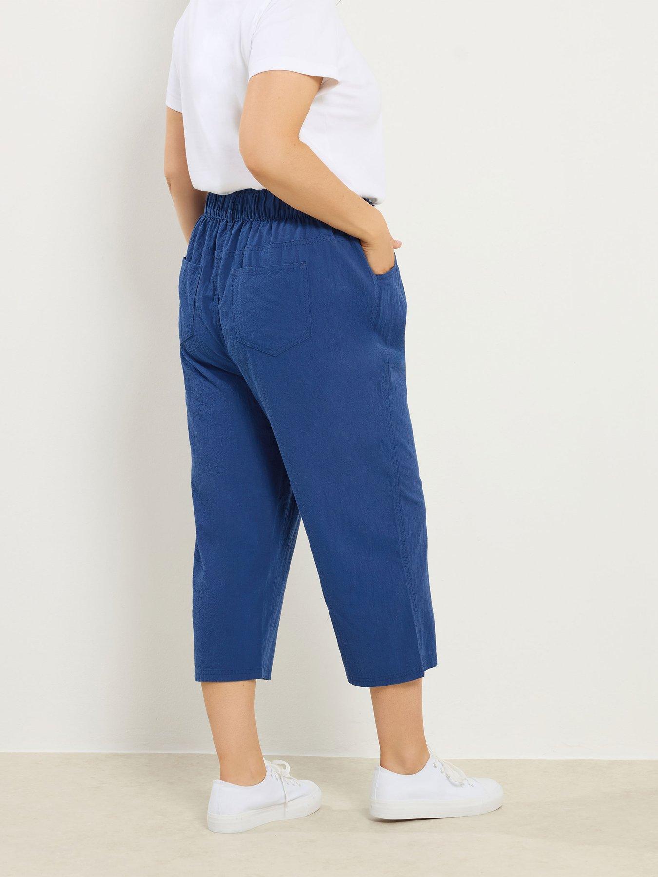 yours-curve-cool-cotton-cropped-trouser-bluestillFront