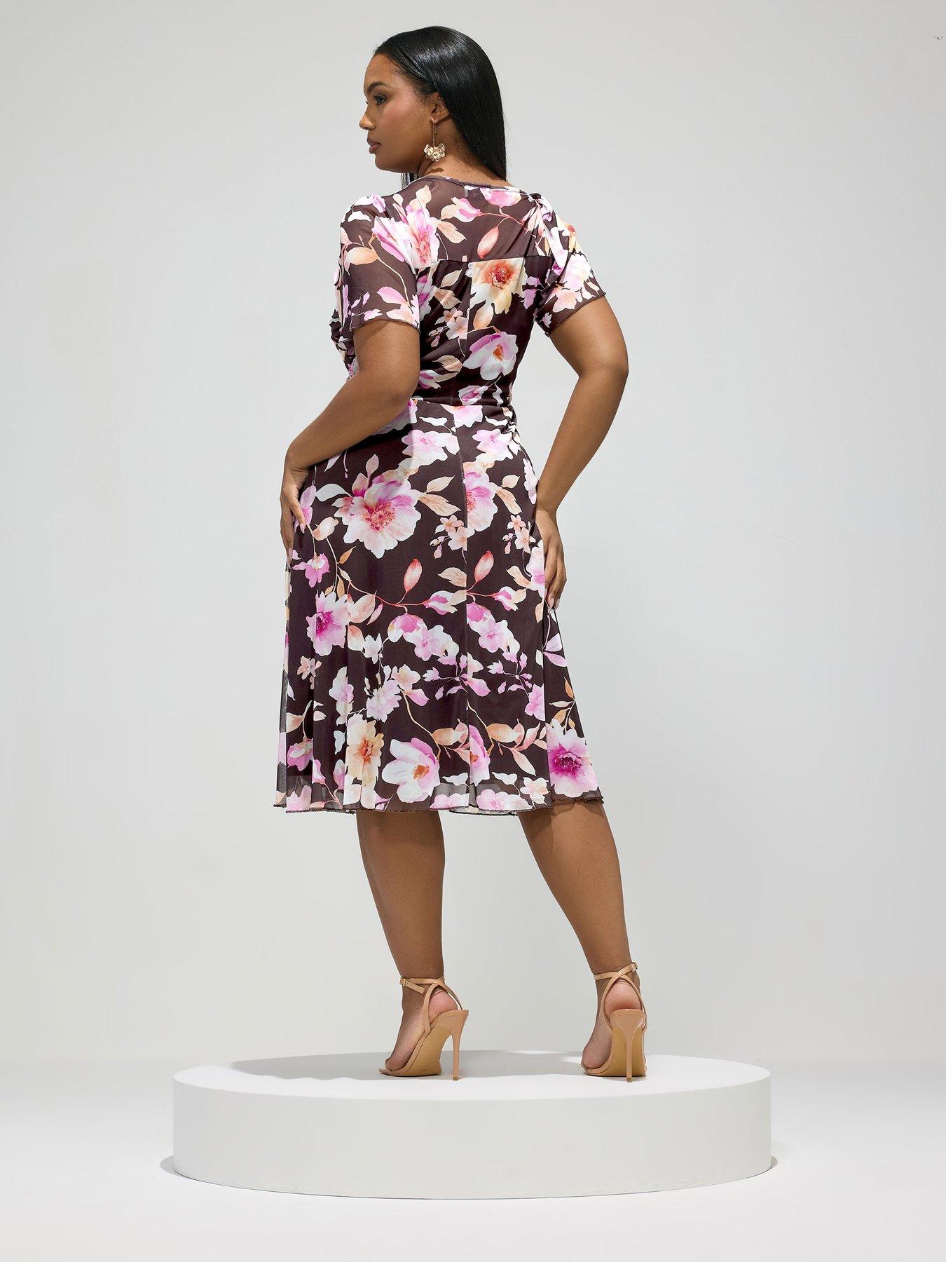 yours-curve-floral-mesh-square-neck-dressstillFront