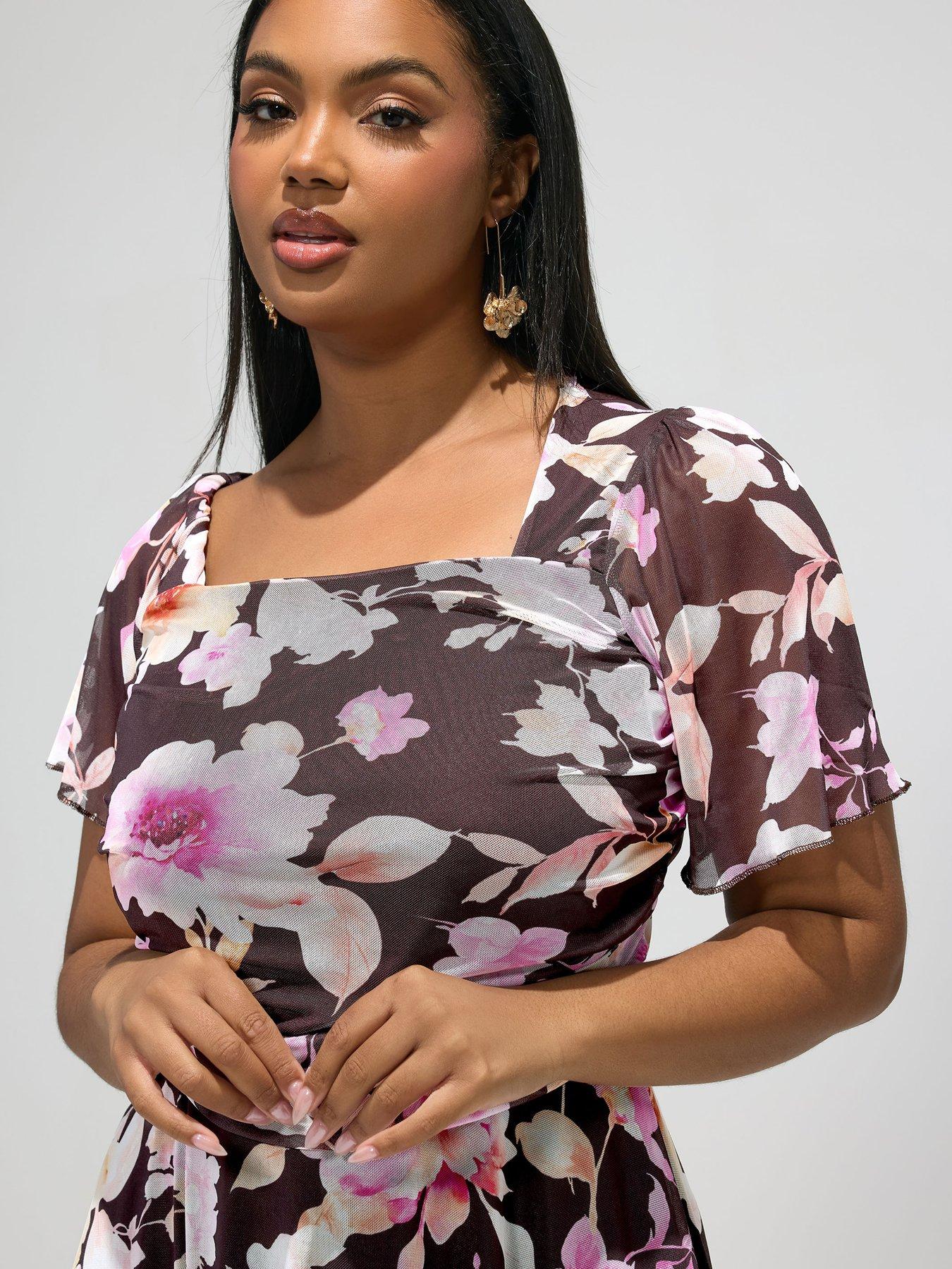yours-curve-floral-mesh-square-neck-dressoutfit