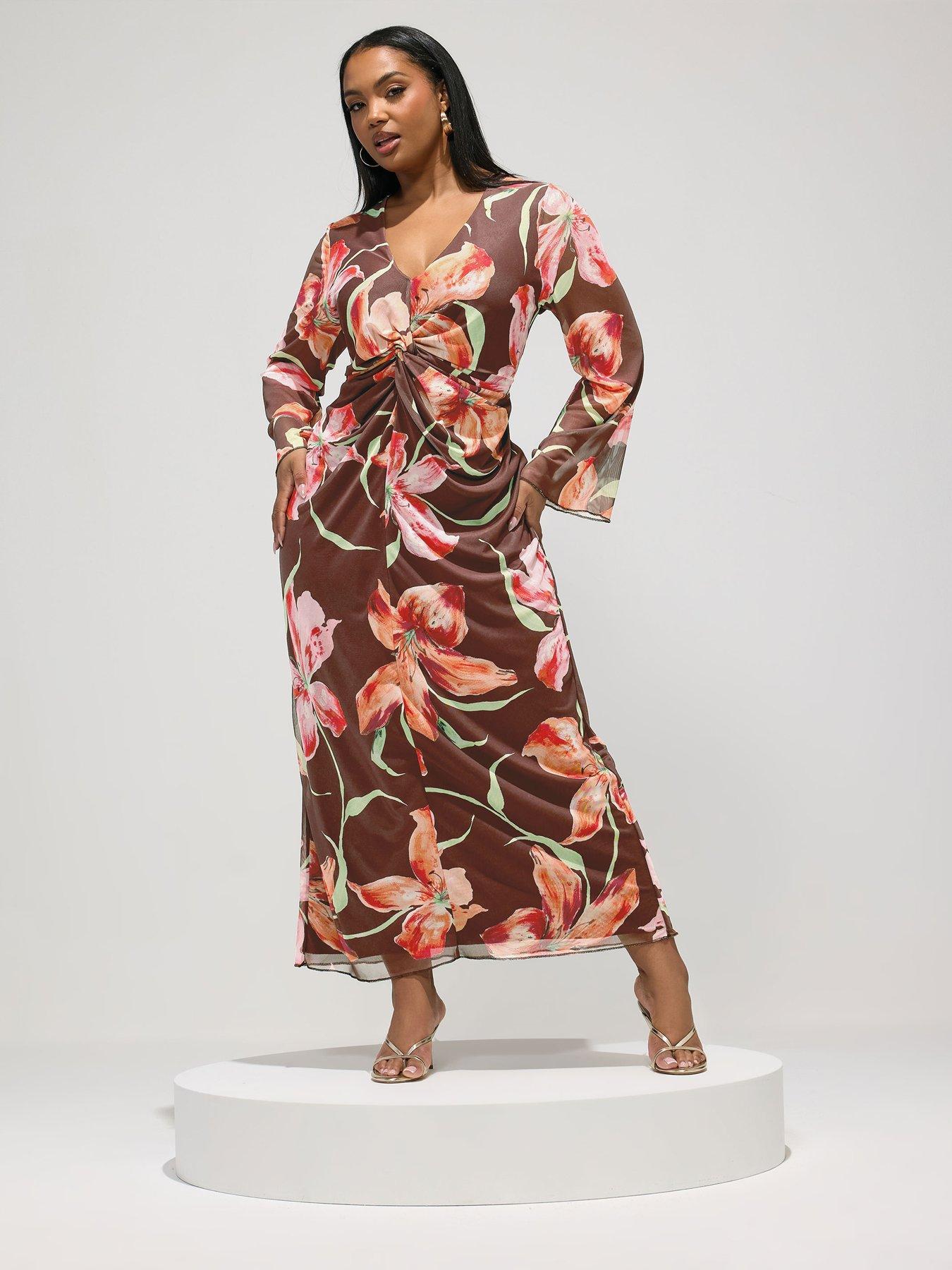 yours-curve-blur-knot-mesh-maxi-dressback