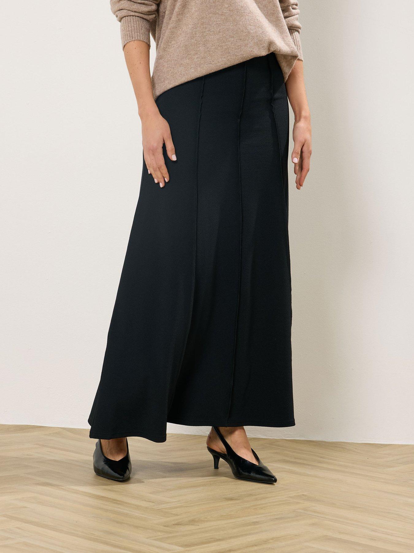 Long Tall Sally Seamed Maxi Flare Skirt - Black