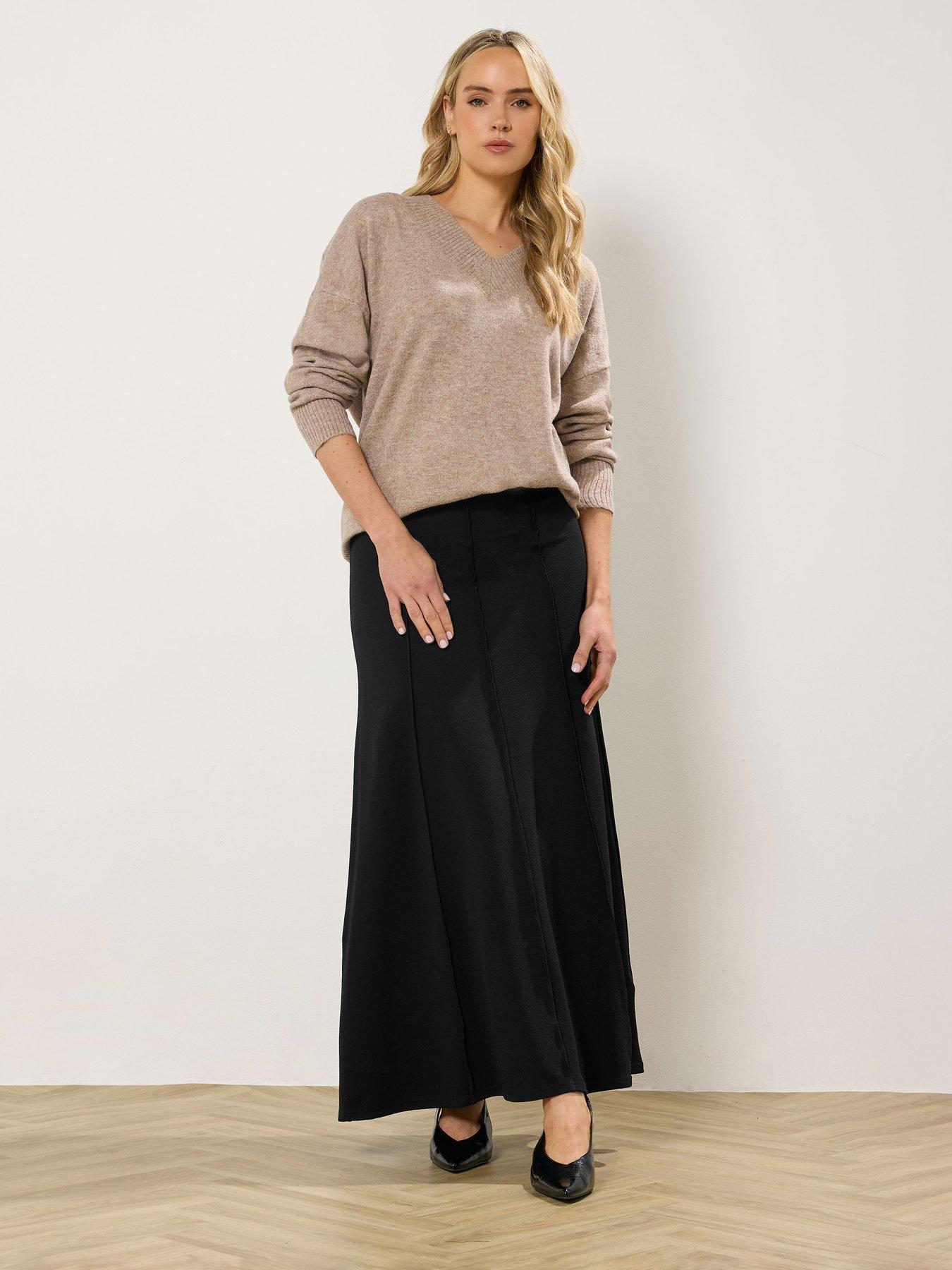 Image 3 of 5 of Long Tall Sally Seamed Maxi Flare Skirt - Black