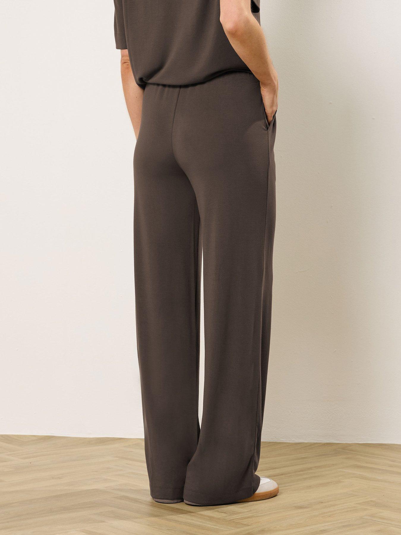 Image 2 of 5 of Long Tall Sally Premium Wide Leg Trousers 36" - Brown