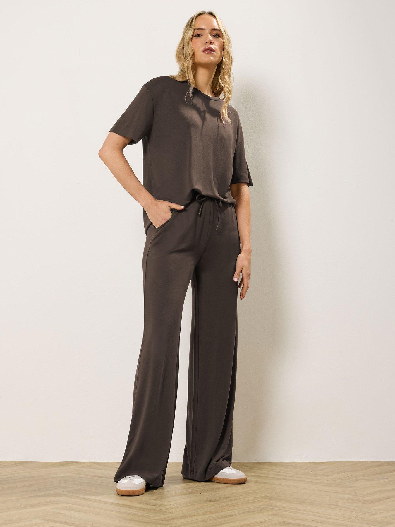 Image 3 of 5 of Long Tall Sally Premium Wide Leg Trousers 36" - Brown