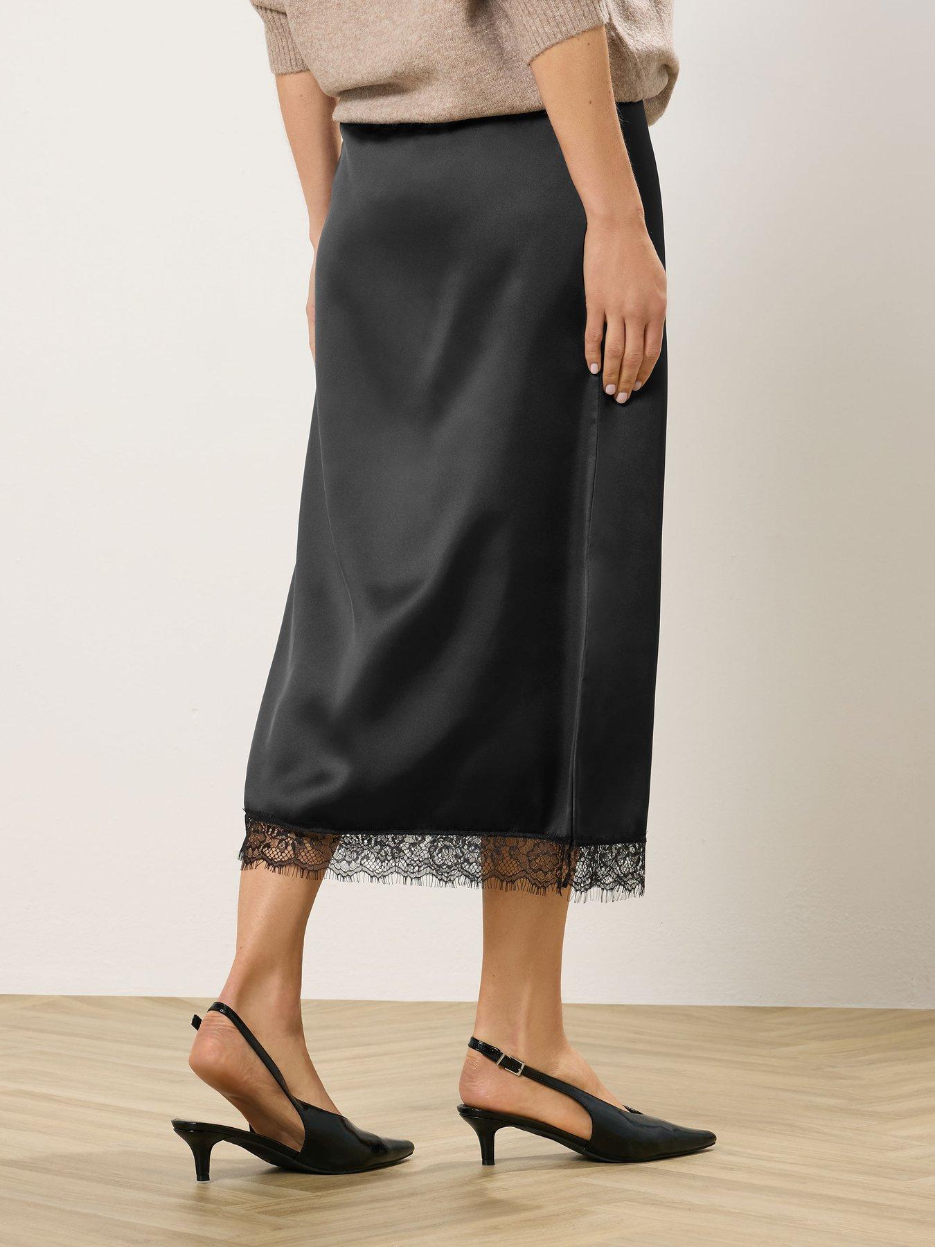 Image 2 of 5 of Long Tall Sally Tall Midaxi Lace Skirt - Black