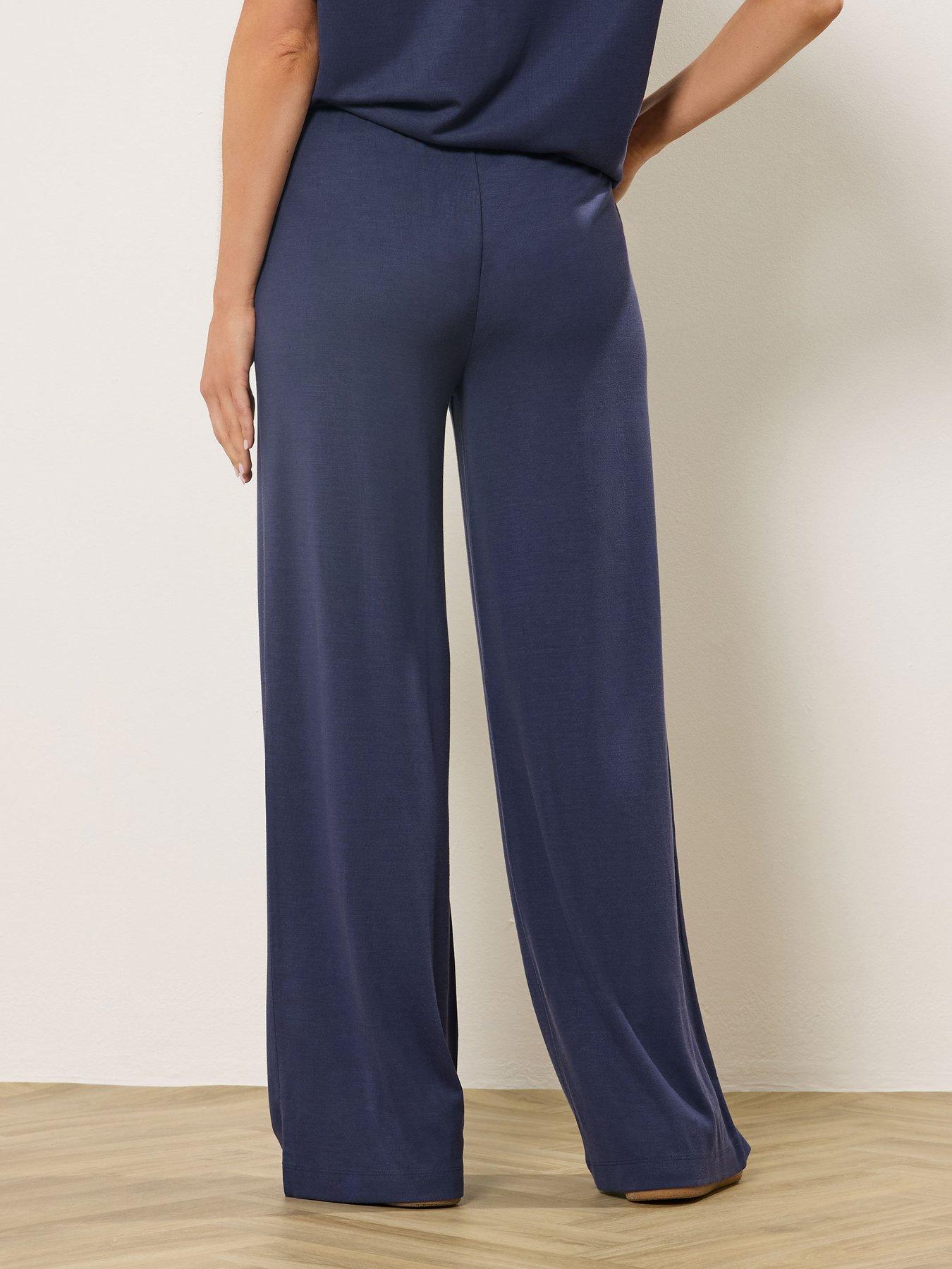 Image 2 of 5 of Long Tall Sally Premium Wide Leg Trousers 34" - Blue