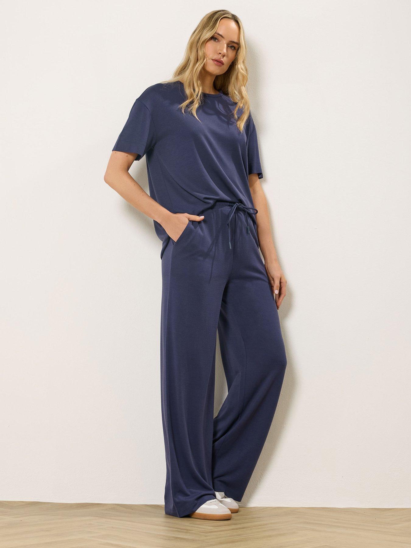 Image 3 of 5 of Long Tall Sally Premium Wide Leg Trousers 34" - Blue