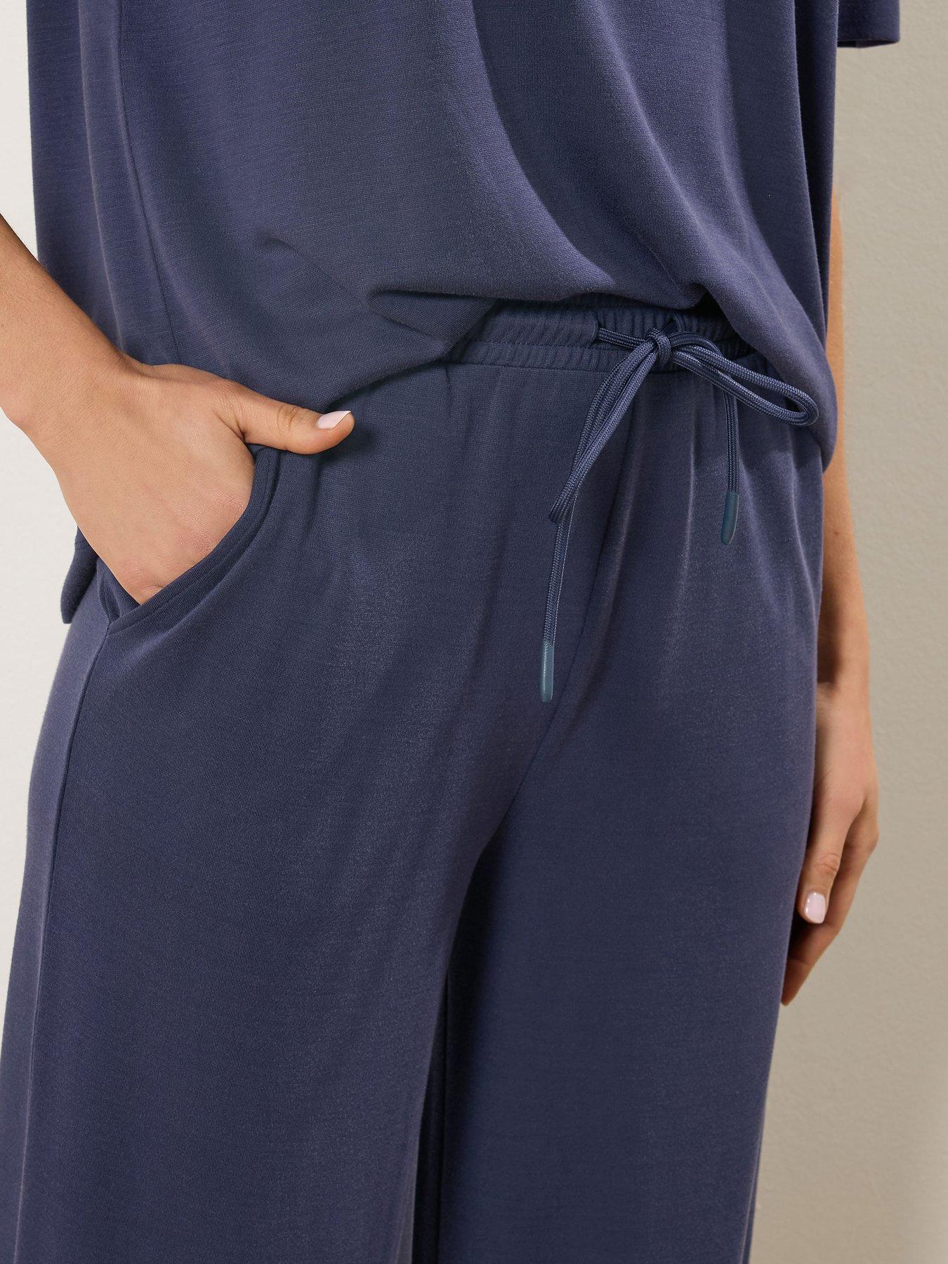 Image 4 of 5 of Long Tall Sally Premium Wide Leg Trousers 34" - Blue
