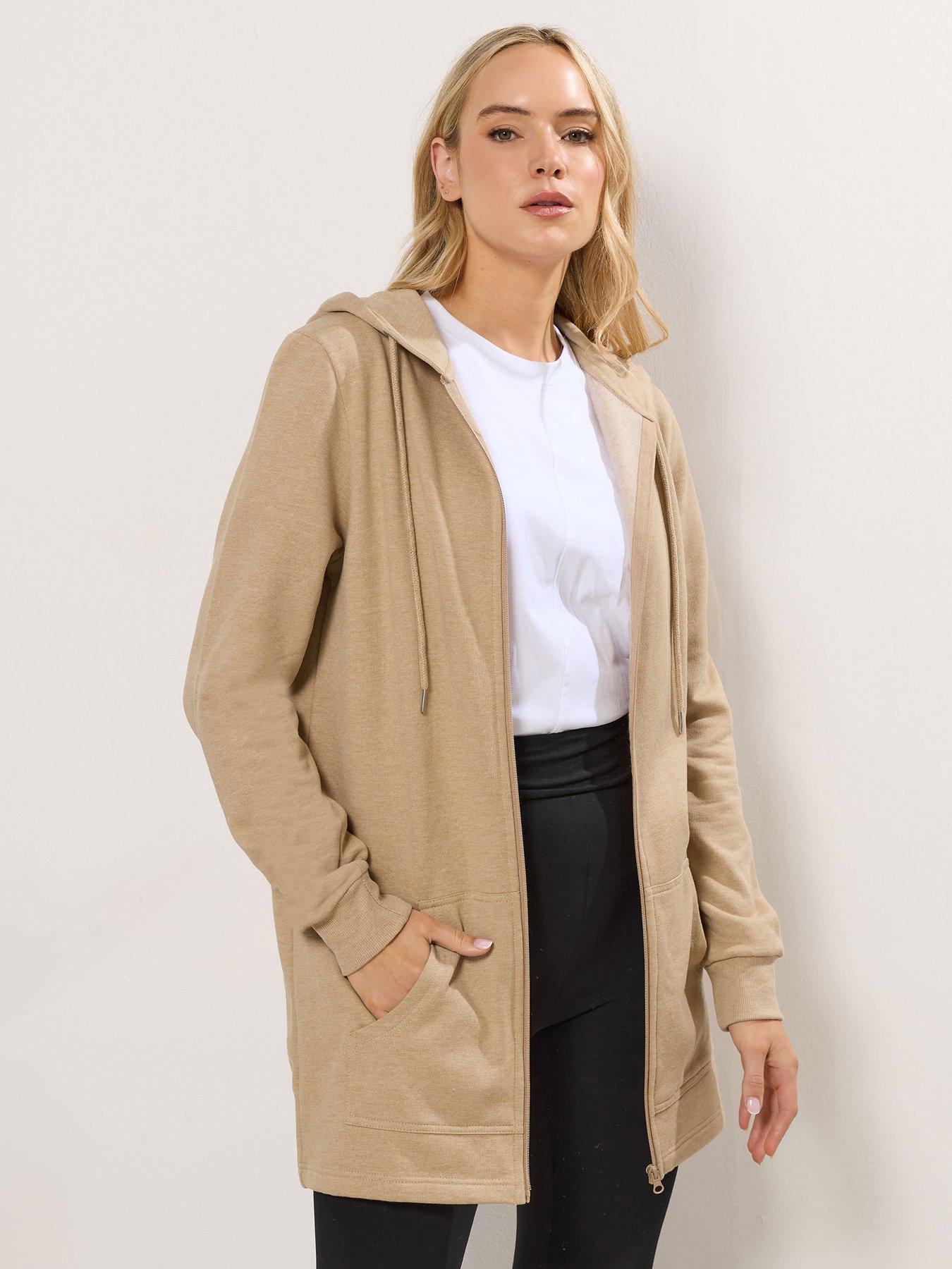 Image 1 of 5 of Long Tall Sally Longline Zip Through Hoodie - Cream