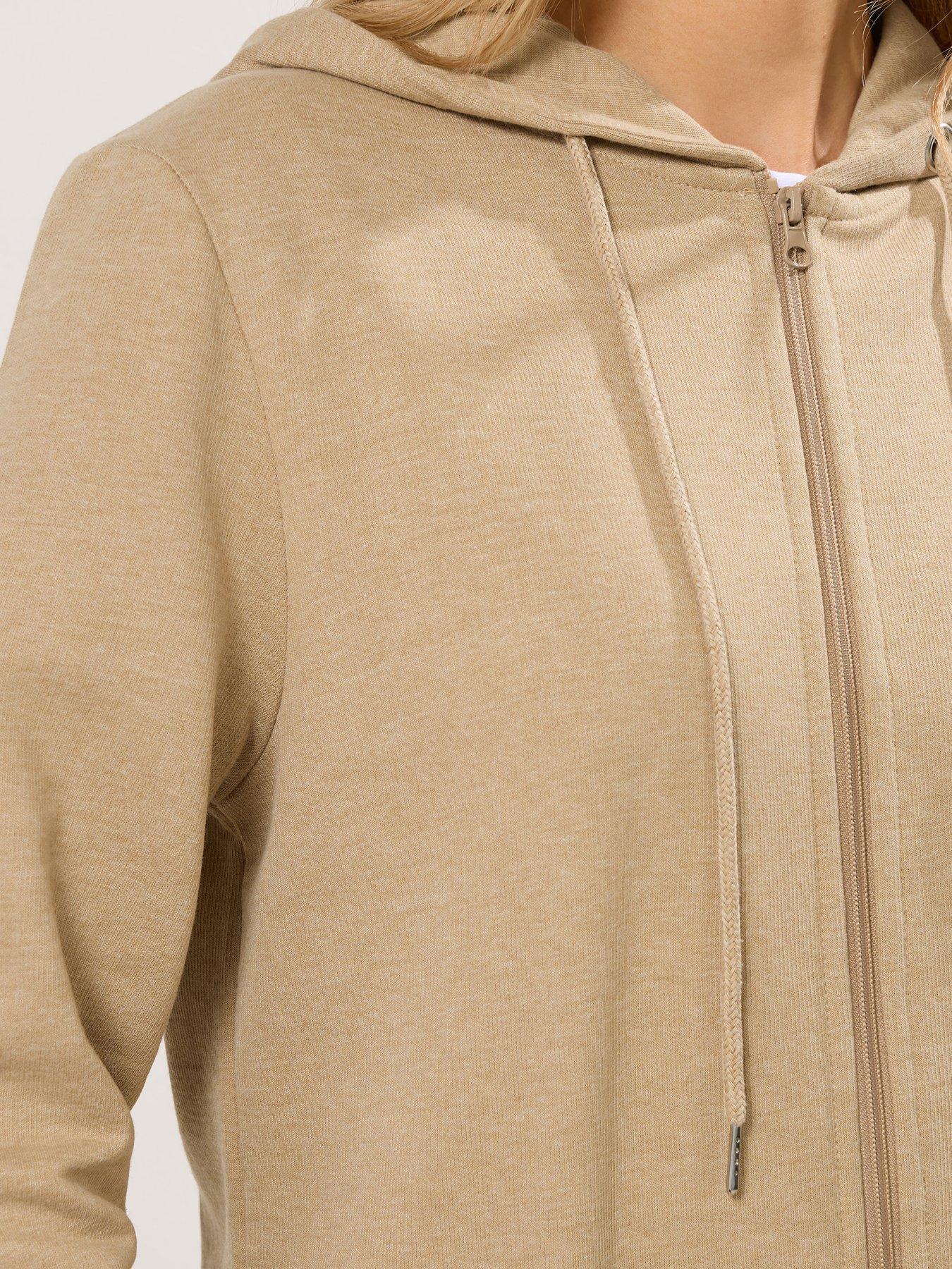 Image 4 of 5 of Long Tall Sally Longline Zip Through Hoodie - Cream