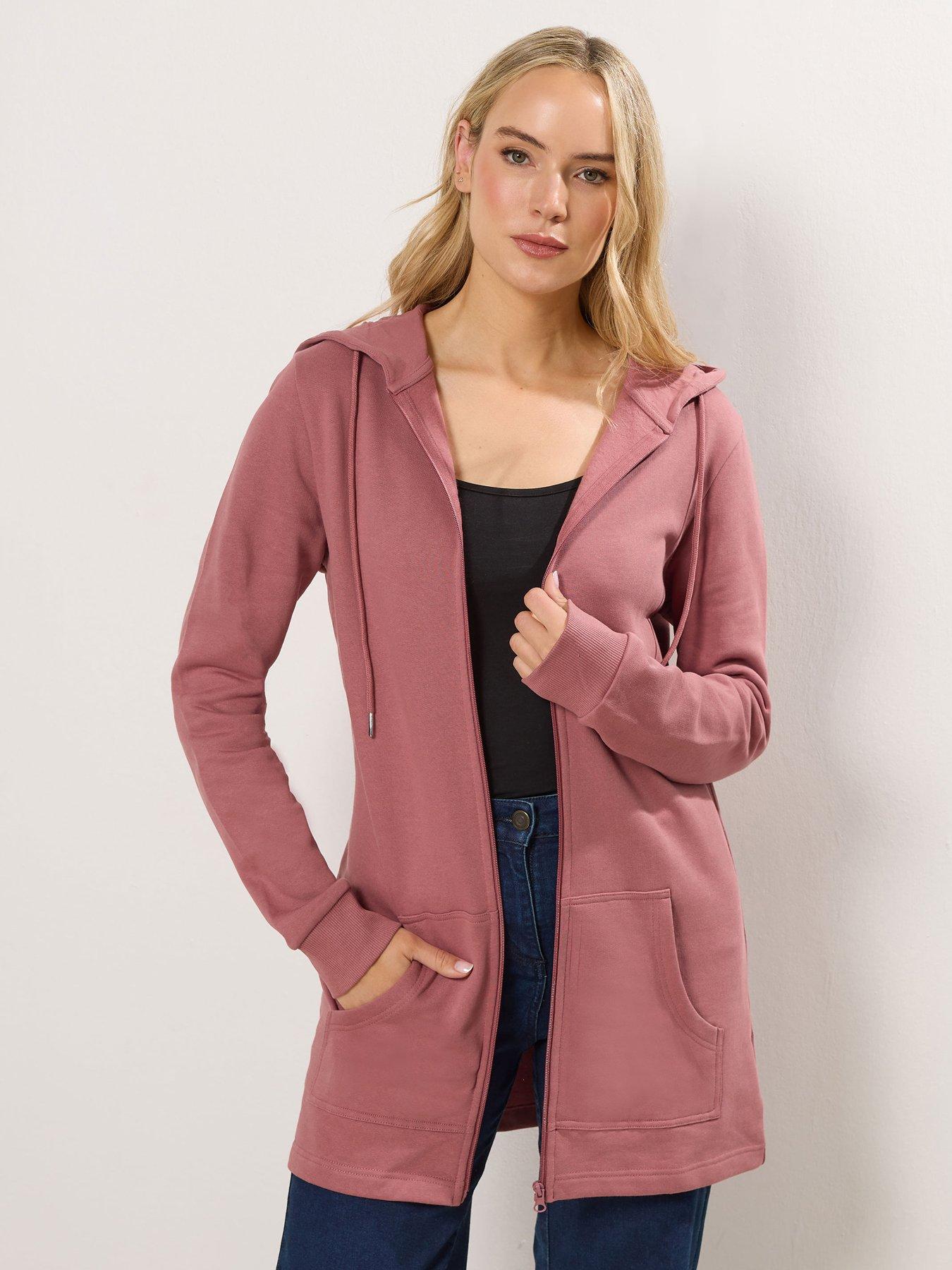 Image 1 of 5 of Long Tall Sally Longline Zip Through Hoodie - Pink
