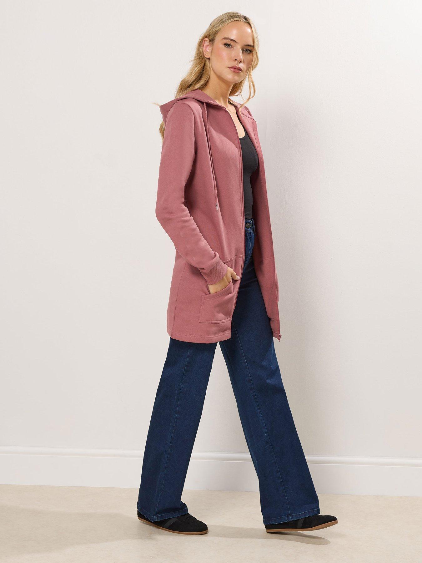 Image 3 of 5 of Long Tall Sally Longline Zip Through Hoodie - Pink