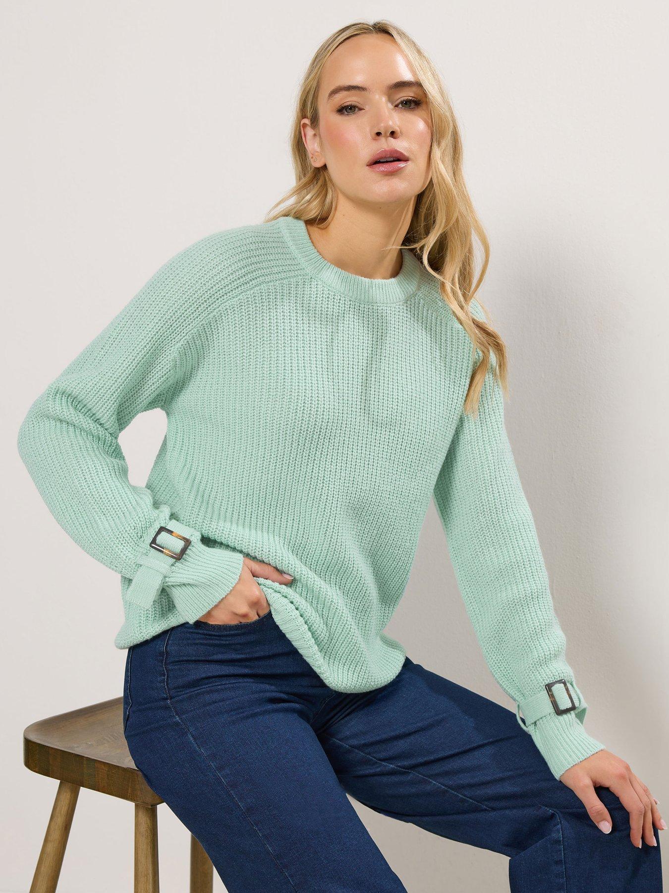 Image 1 of 5 of Long Tall Sally Tall Buckle Sleeve Jumper - Green