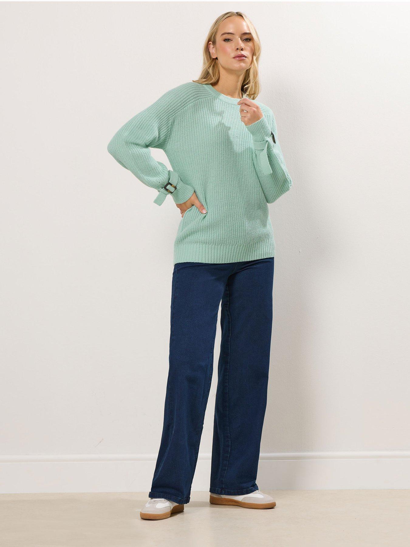 Image 3 of 5 of Long Tall Sally Tall Buckle Sleeve Jumper - Green