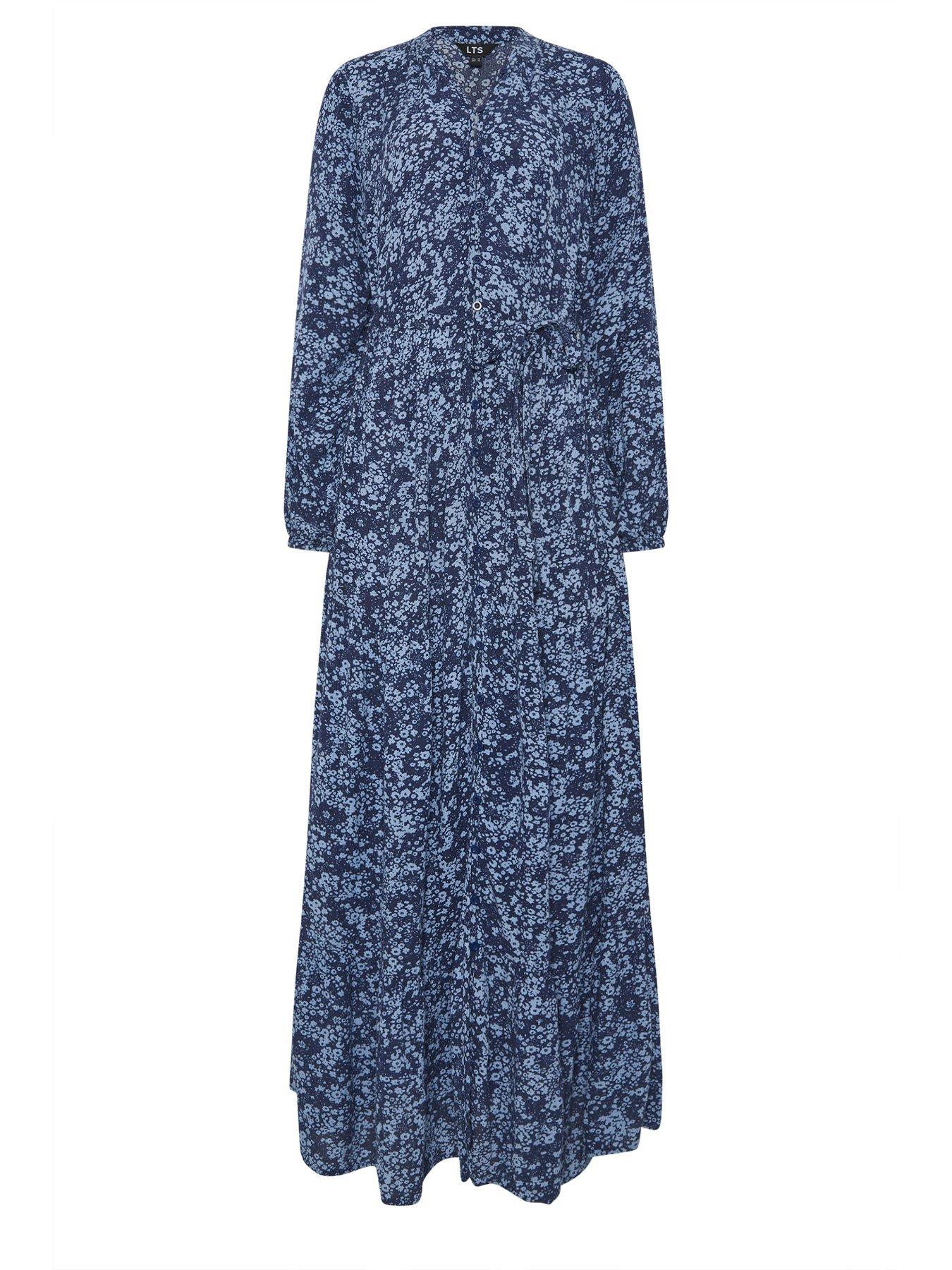 Image 5 of 5 of Long Tall Sally Tall Ditsy Crinkle Tiered Maxi Dress - Blue