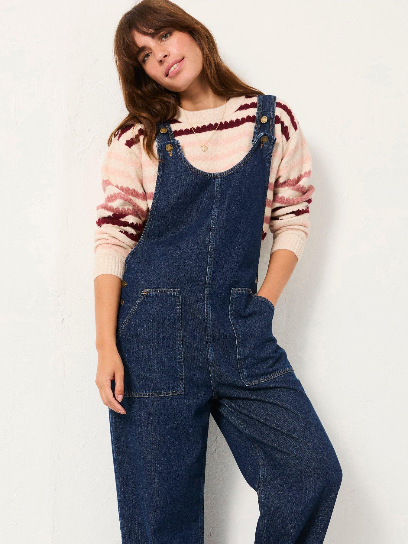 Image 1 of 5 of FatFace Raffles Denim Dungarees - Blue