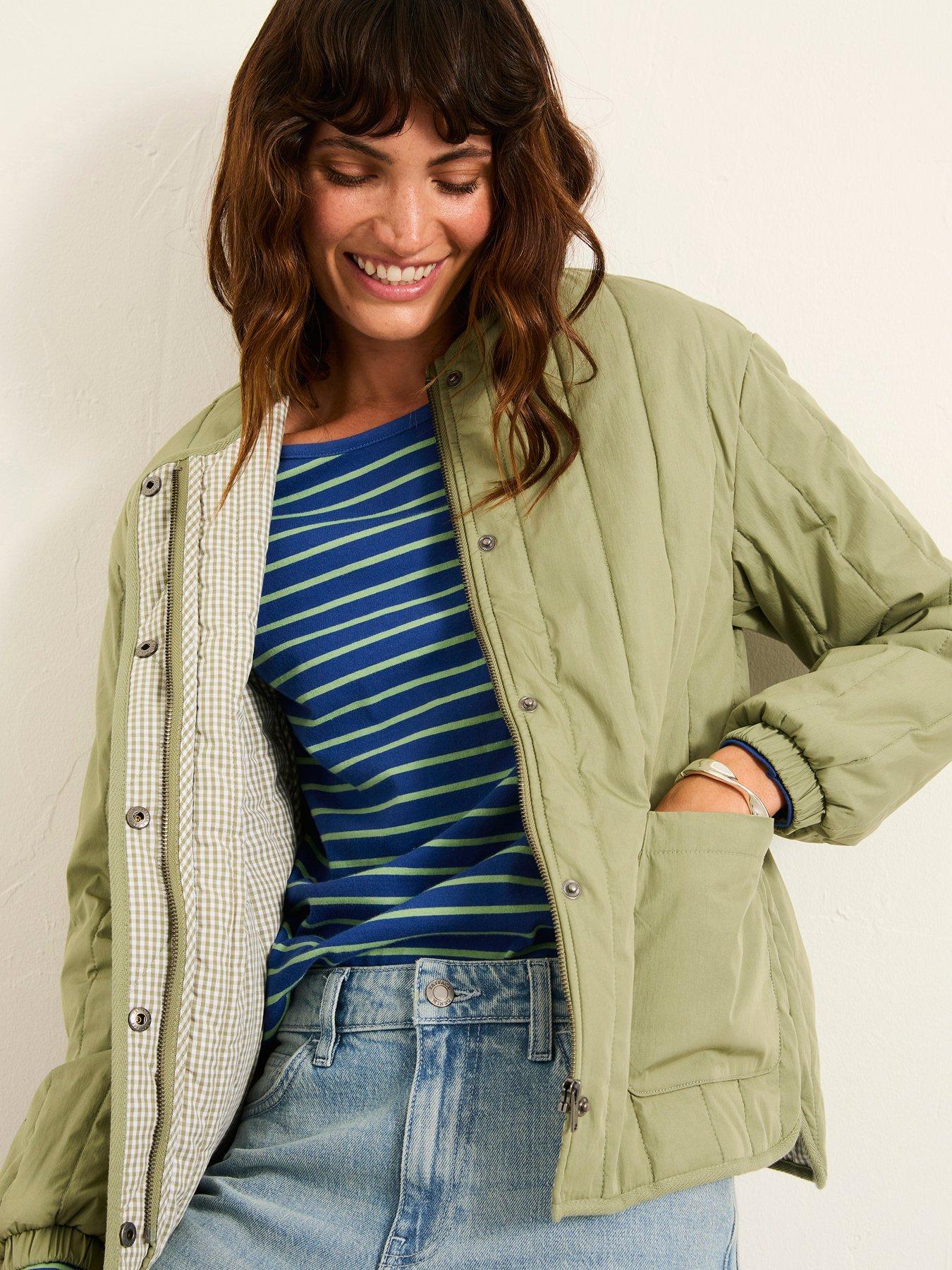 Image 1 of 6 of FatFace Raya Quilted Jacket - Sage Green
