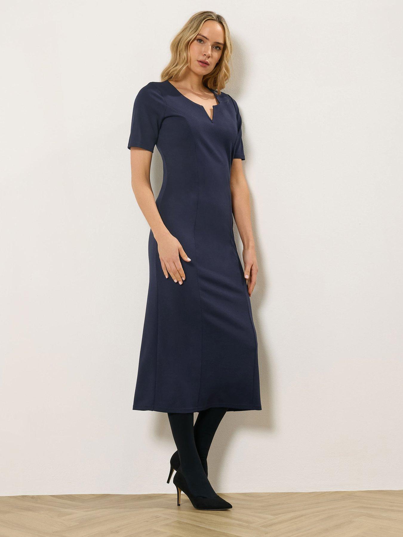 Image 1 of 5 of Long Tall Sally Notch Neck Midi Dress - Blue