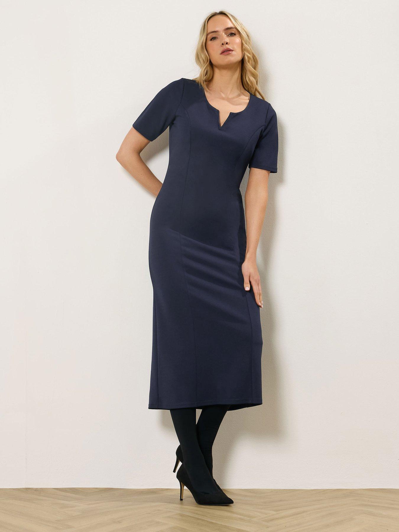 Image 3 of 5 of Long Tall Sally Notch Neck Midi Dress - Blue