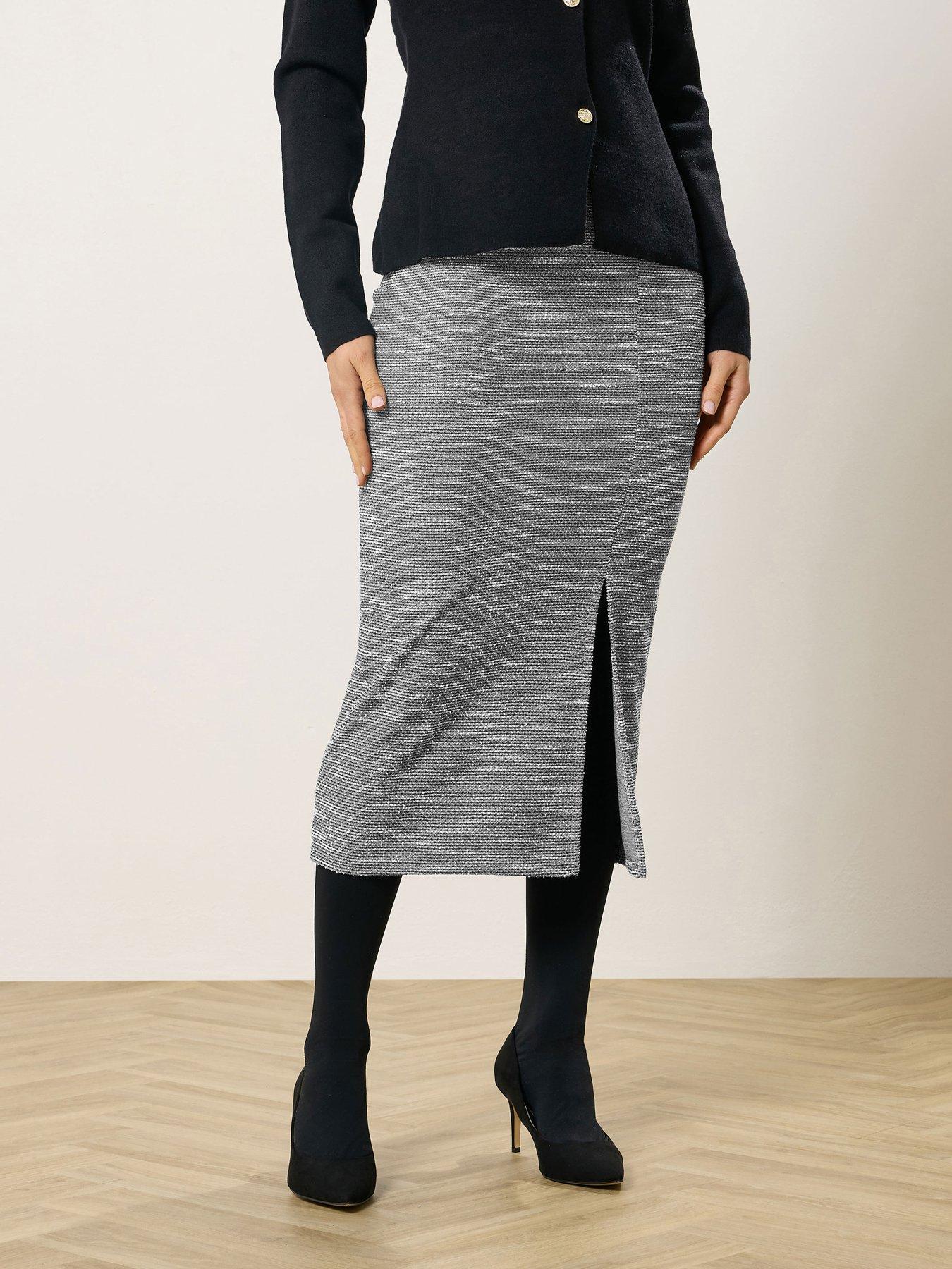 Long Tall Sally Boucle Pencil Midi Skirt - Black