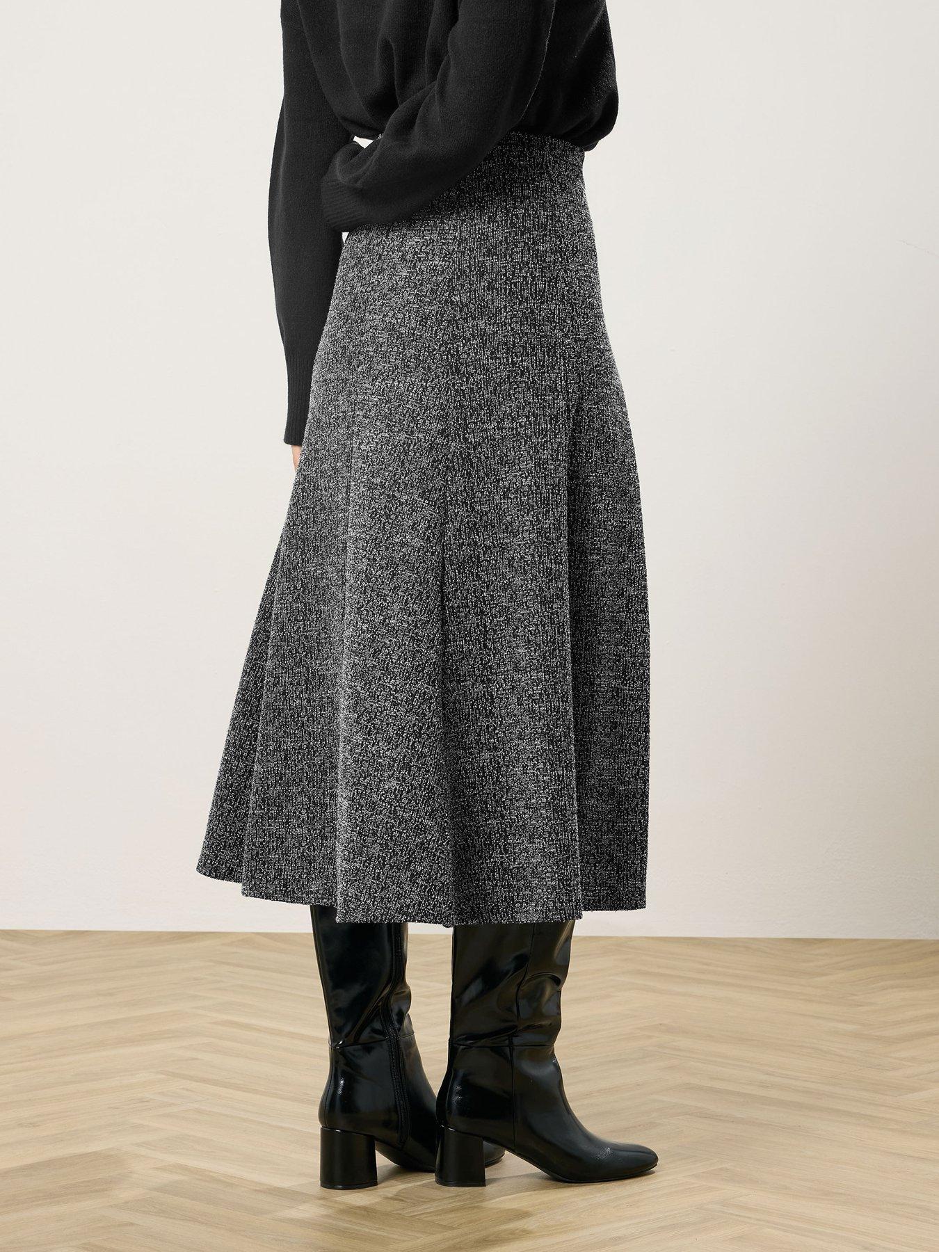 Image 2 of 5 of Long Tall Sally Boucle Aline Midaxi Skirt - Black