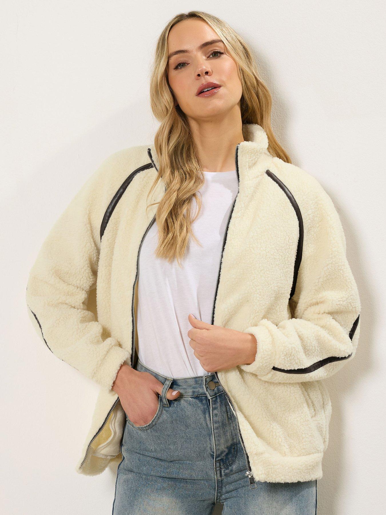 long-tall-sally-tall-taped-detail-fleece-zip-jacket-creamfront