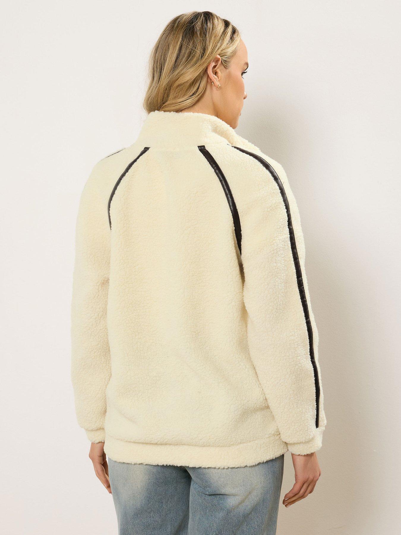 long-tall-sally-tall-taped-detail-fleece-zip-jacket-creamstillFront