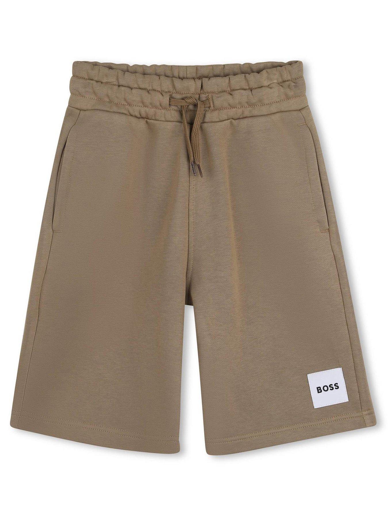 boss-boys-logo-shorts-beige