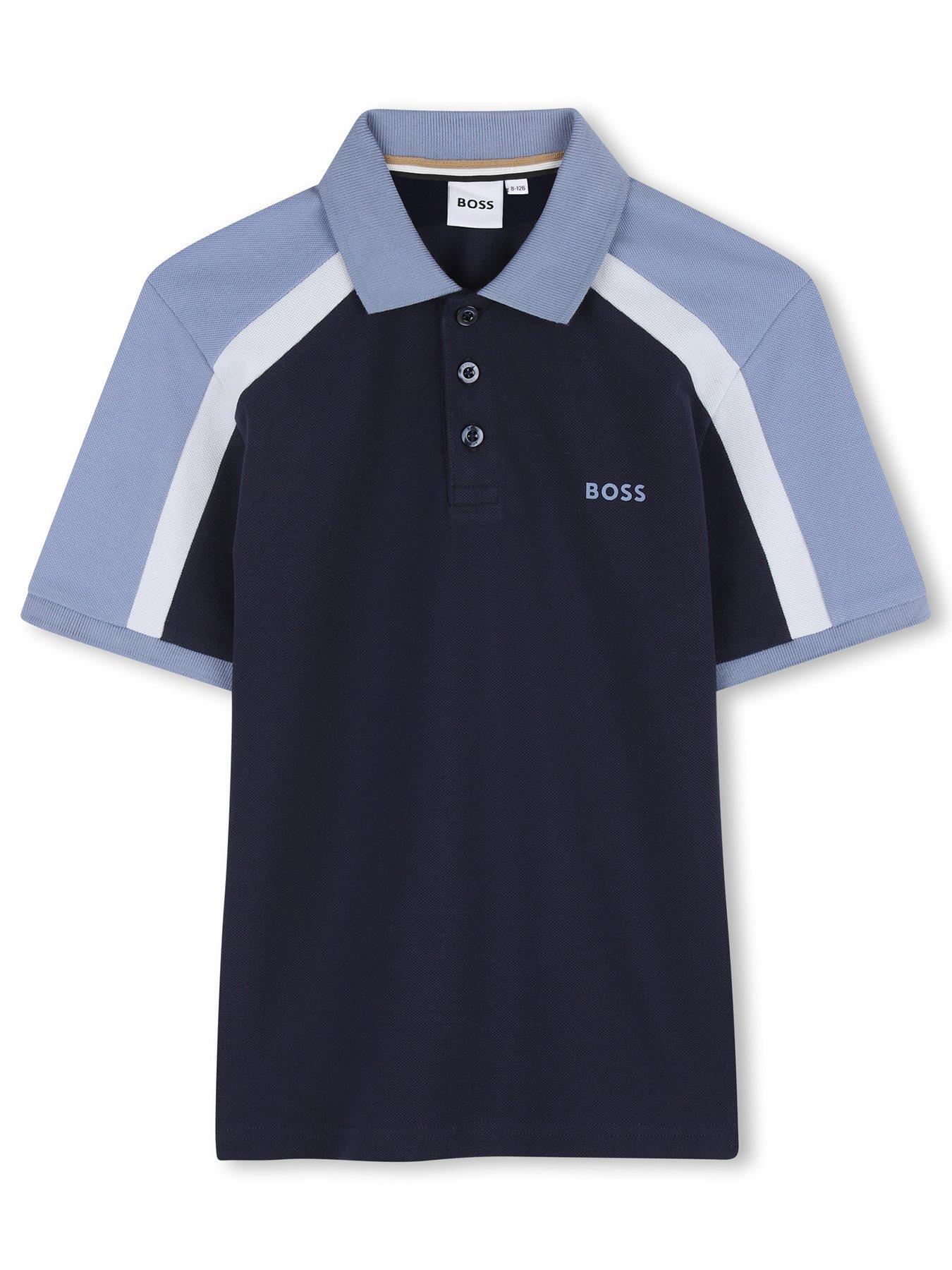 boss-boys-colour-block-short-sleeve-polo-navyfront