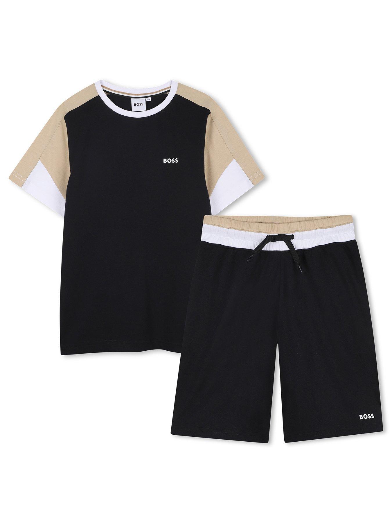 boss-boys-colour-block-t-shirt-and-short-set-blackfront