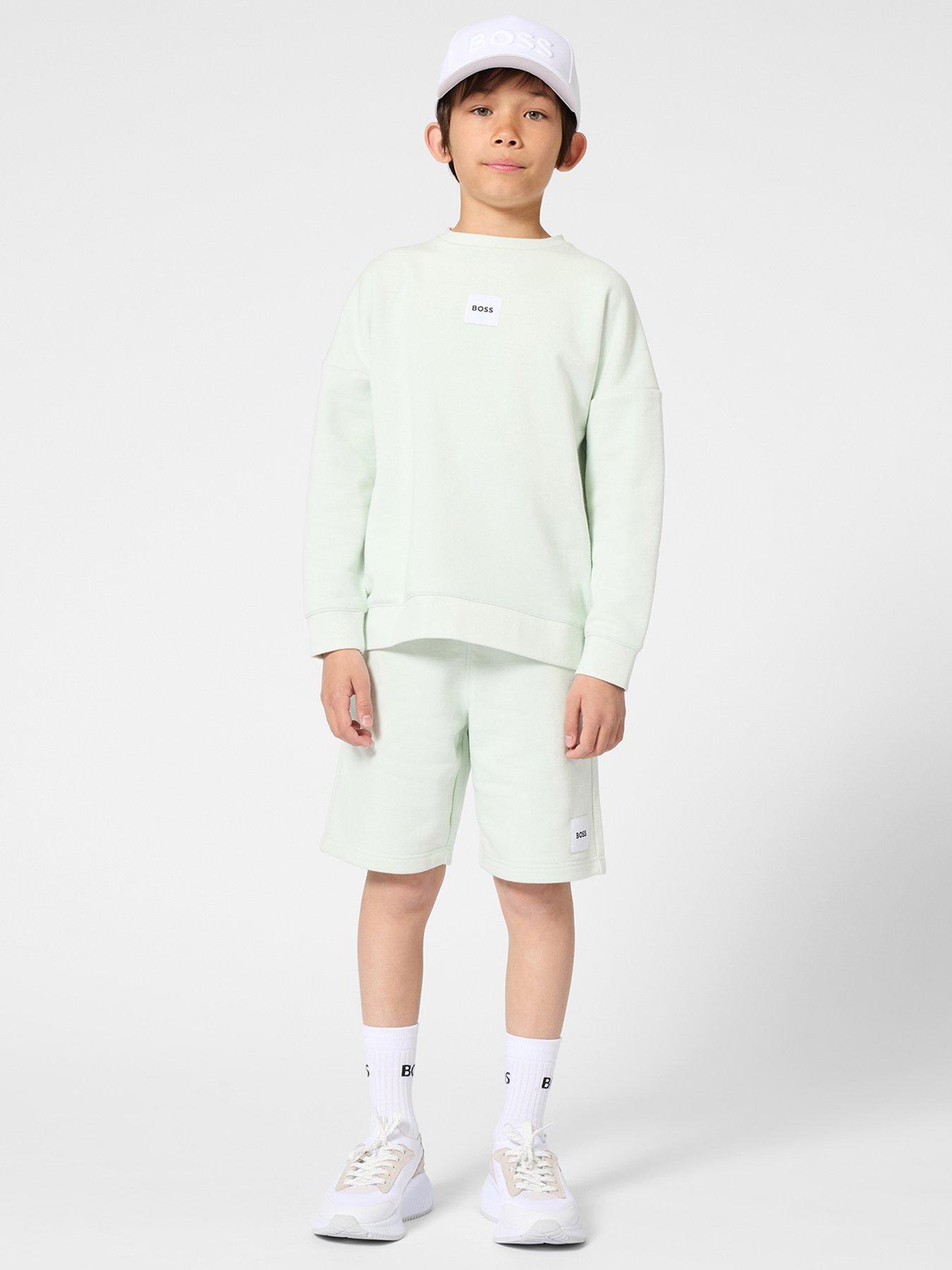 boss-boys-logo-shorts-light-greenfront